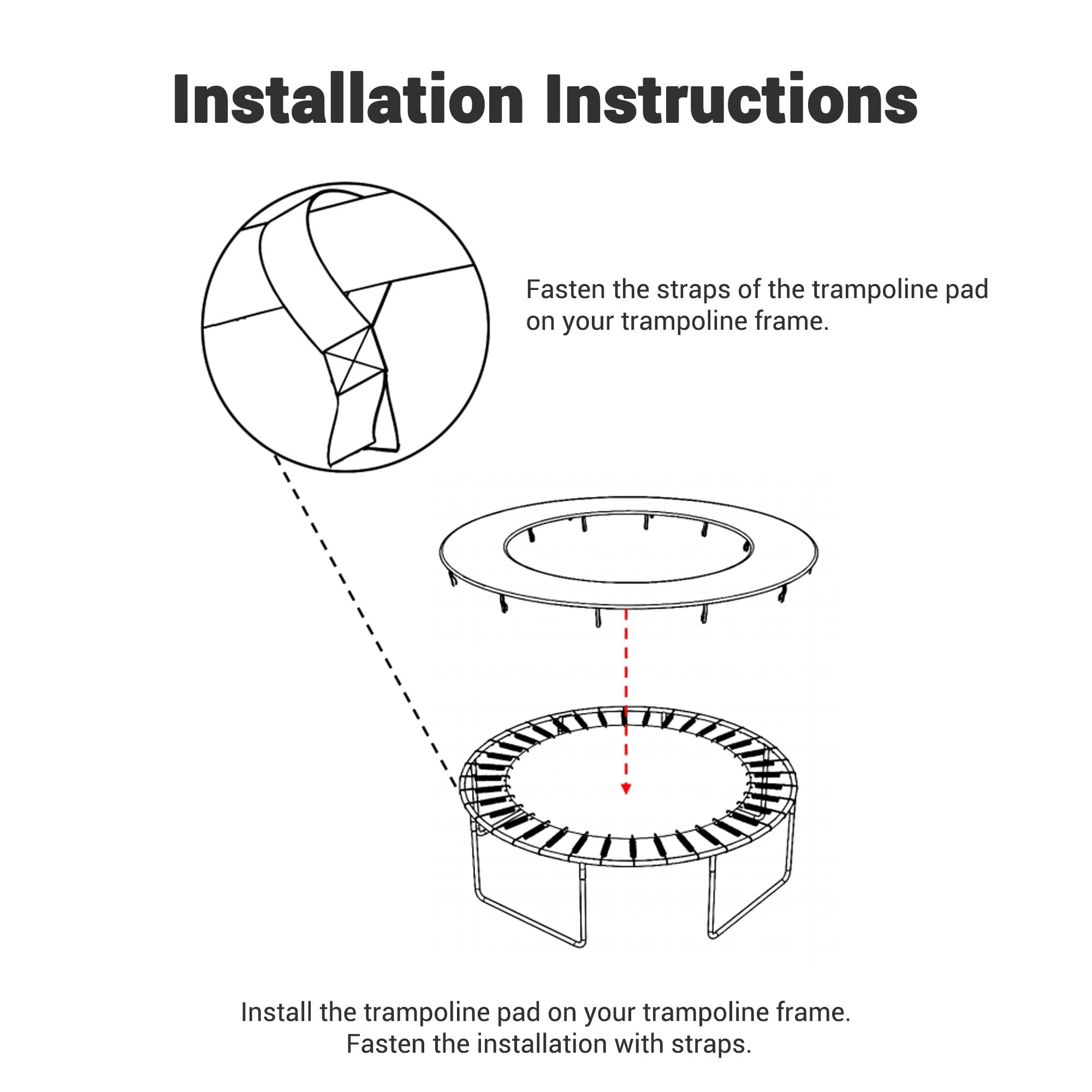 Yescom 12' Trampoline Safety Pad Round Frame Replacement