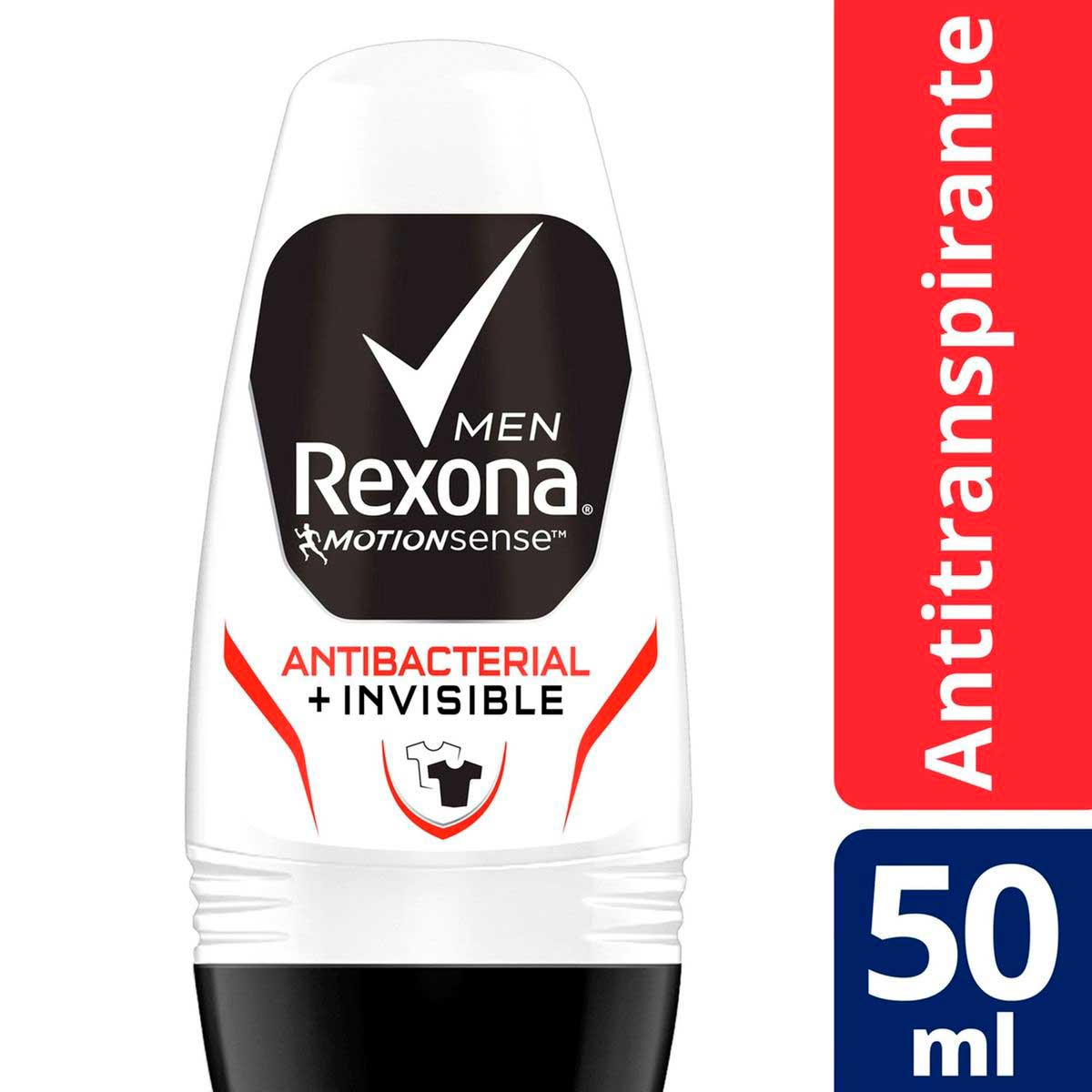 Desodorante Antitranspirante Rexona Masculino Roll On Antibacterial + Invisible 50ml