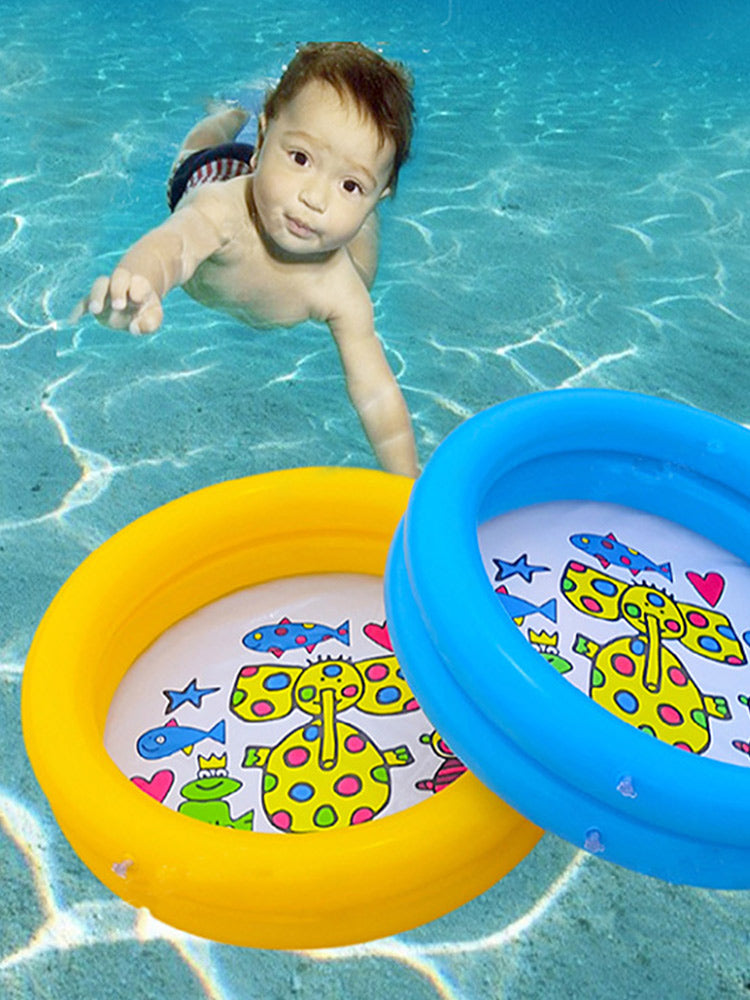 Swimming Pool 65*65cm 2 Ring Round Ocean World Design Animal Printed Bottom For Baby PVC Inflatable