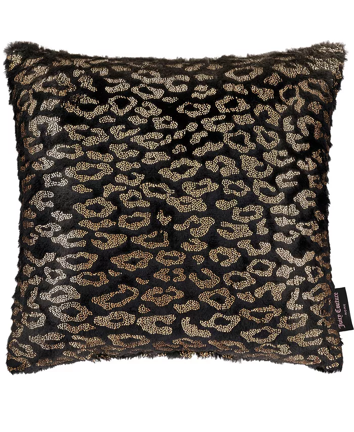 Juicy Couture Yesi Black Plush Decorative Pillow， 18