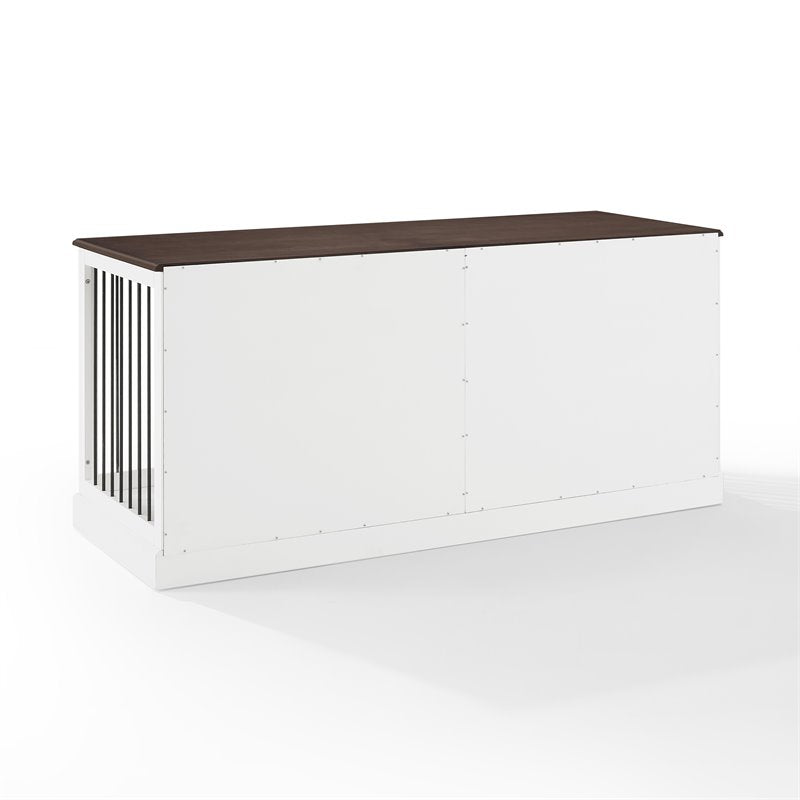 Bowery Hill Wood Medium Credenza Pet Crate in White/Brown Finish