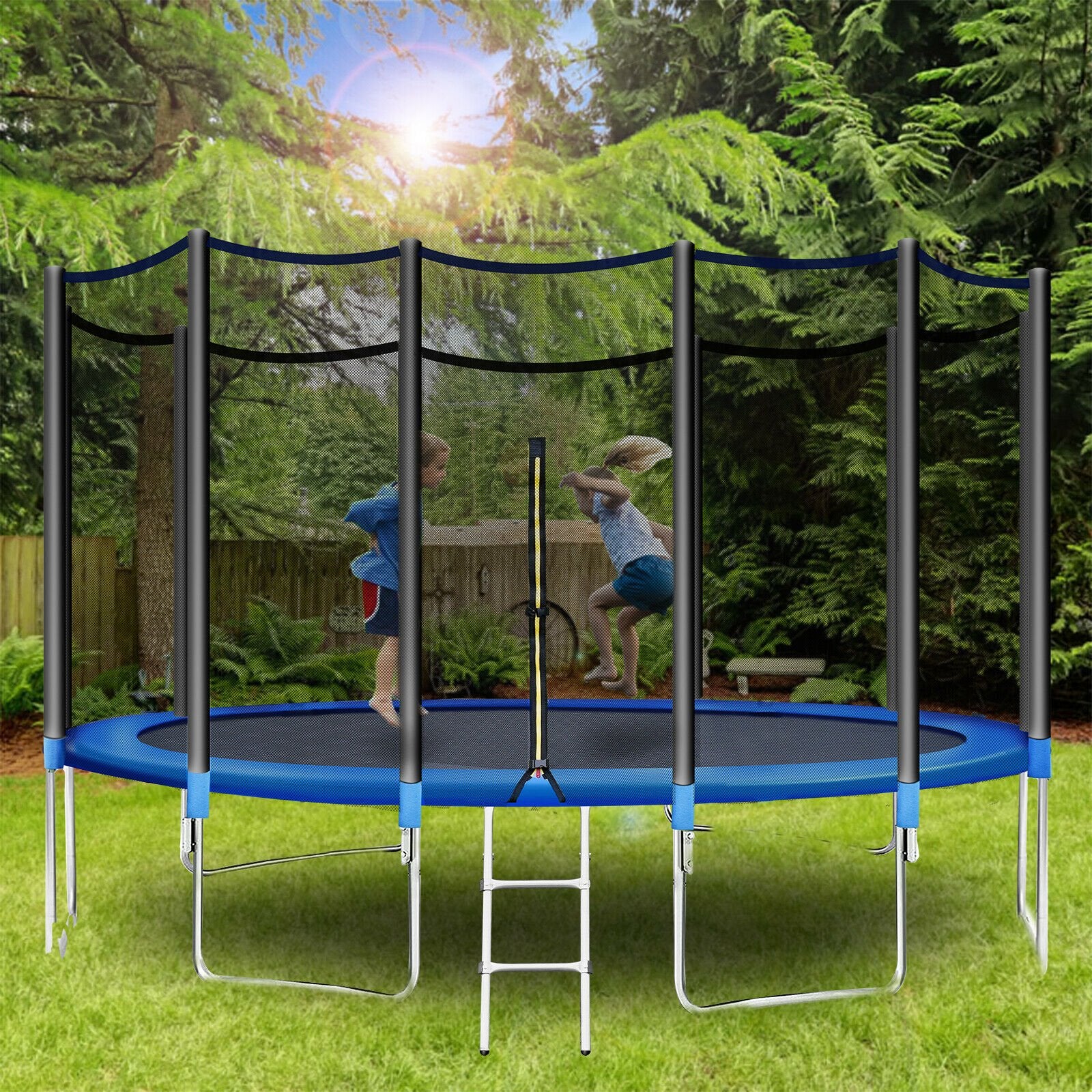 Polar Aurora 14Ft Outdoor Backyard Trampoline for Kids Adults Family Happy Time with Safety Enclosure Net， Non-Slip Ladder，Spring Pad Combo Bounce Jump Recreational Trampoline