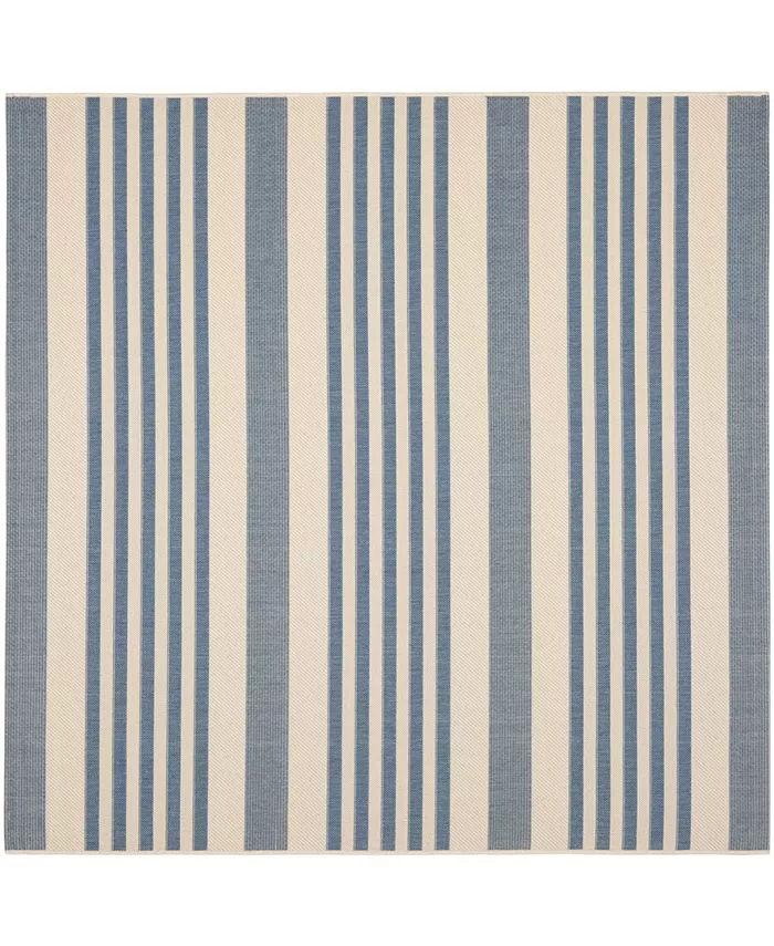 Safavieh Courtyard Beige and Blue 4' x 4' Sisal Weave Square Outdoor Area Rug