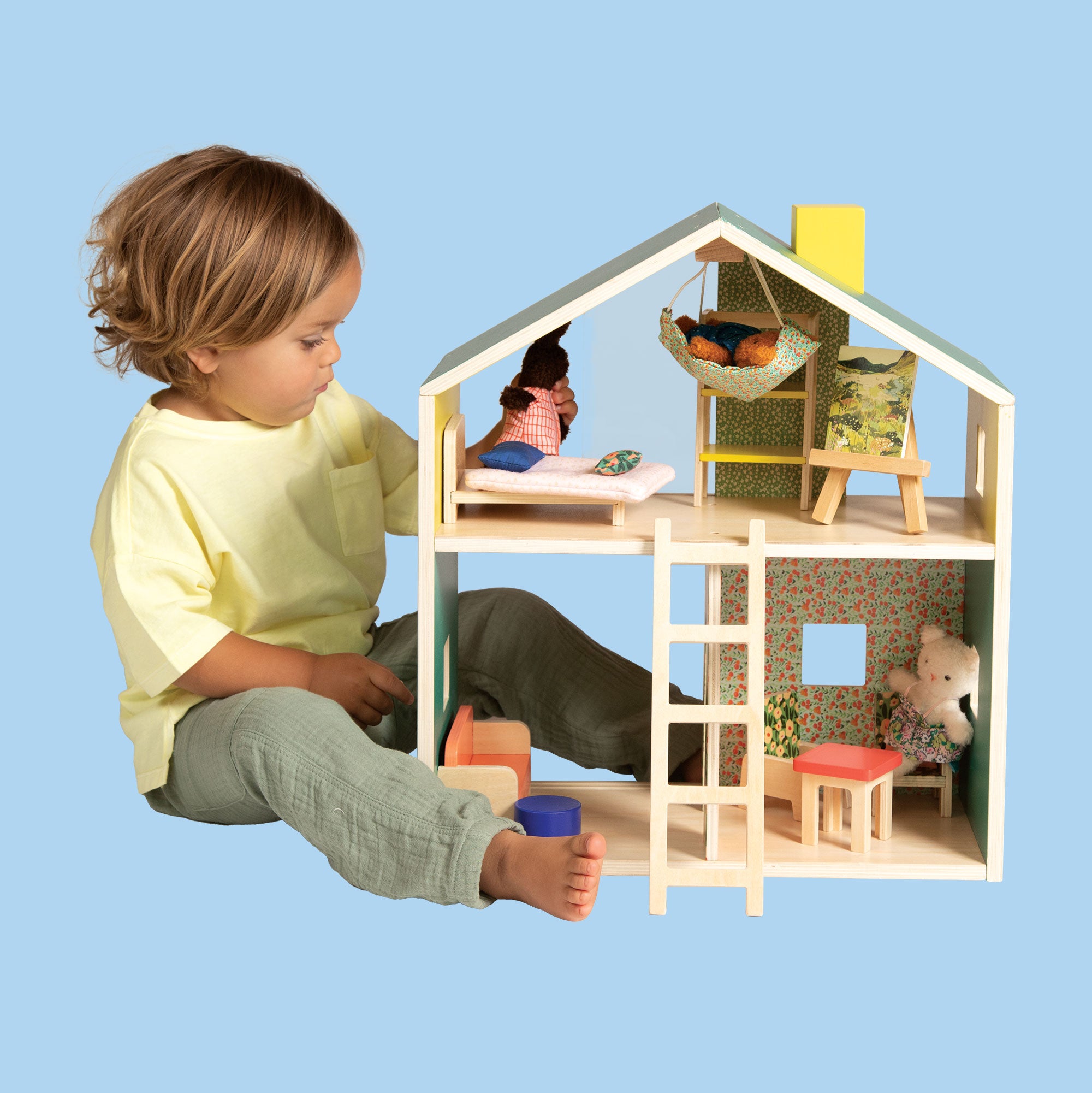 Manhattan Toy Little Nook 19-Piece Wooden Playhouse with Loft for Kids 3 + Year Old and Up