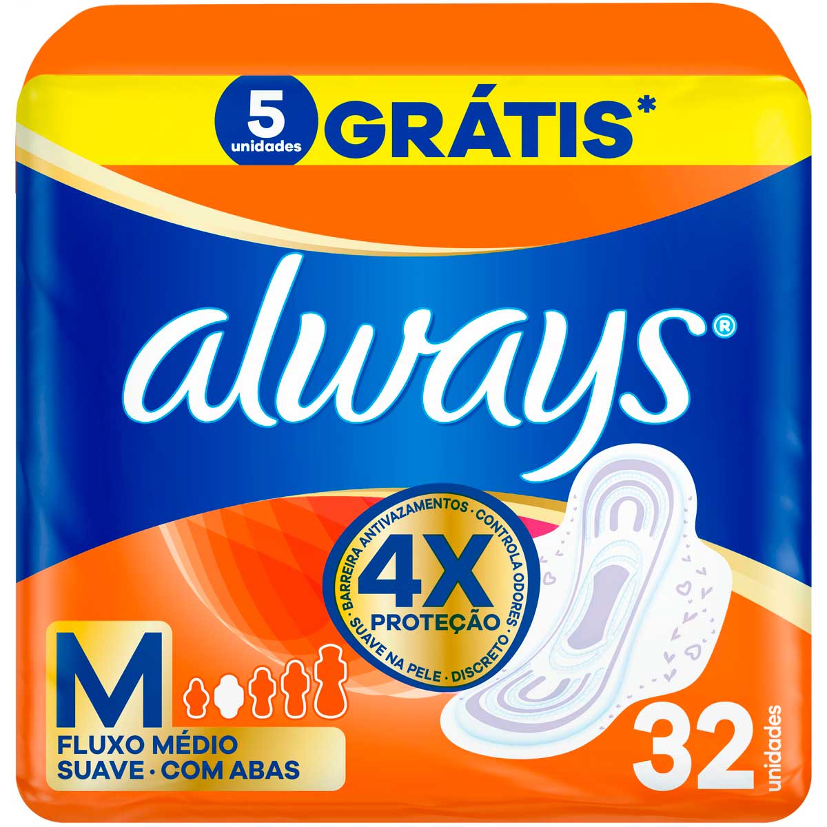 Absorvente Always M Suave com Abas 32 Unidades