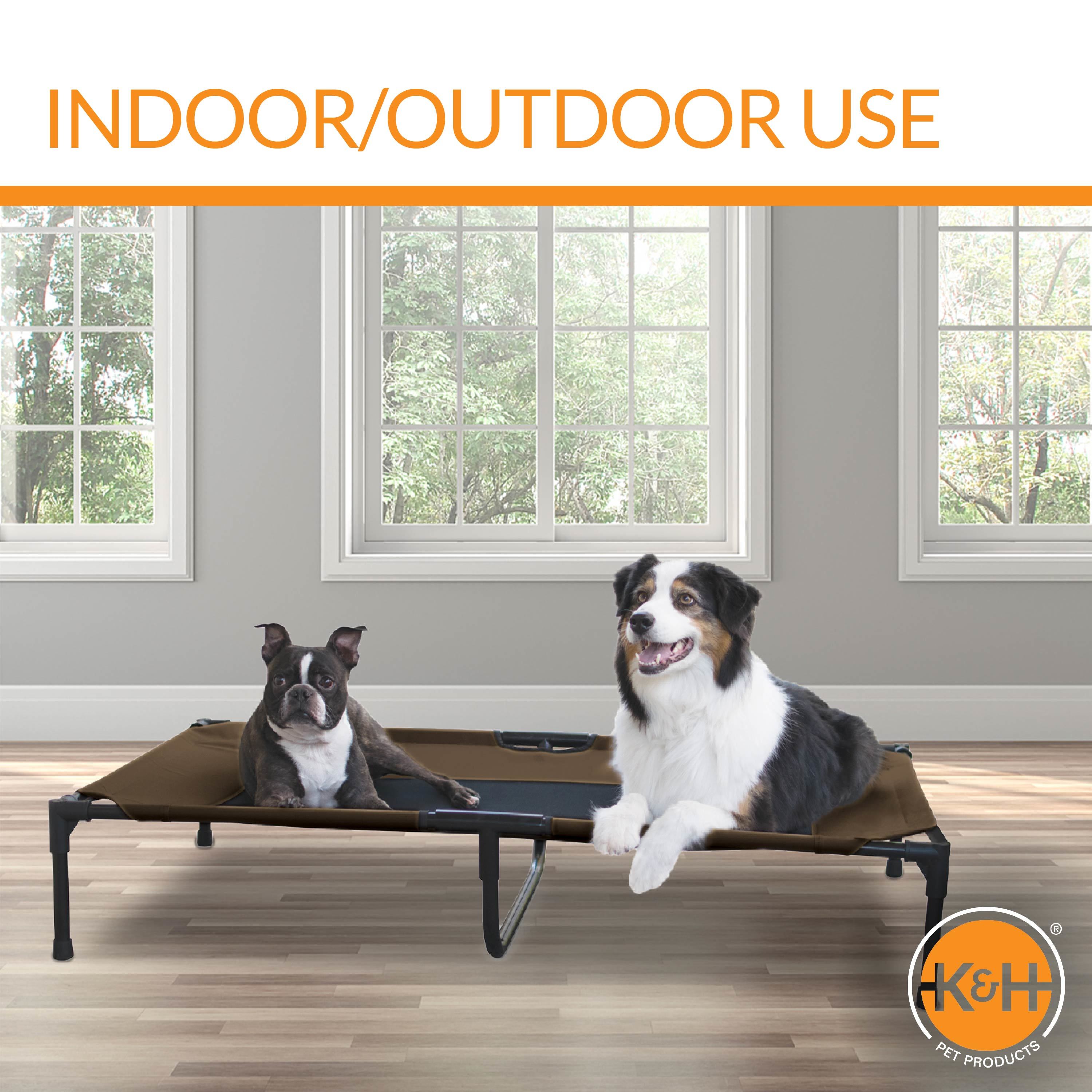 KandH Original Pet Cot Elevated Dog Bed Chocolate/Black Mesh X-Large 32 X 50 X 9 Inches