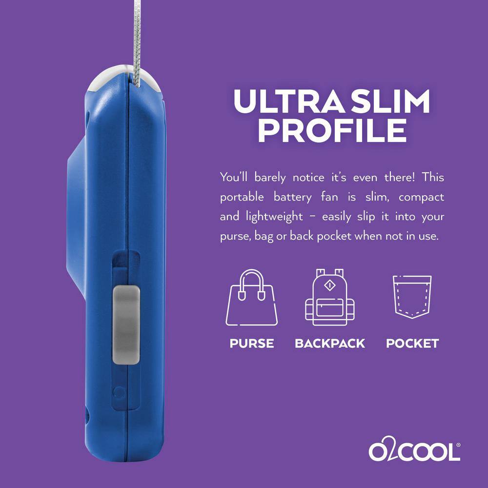 O2COOL Deluxe 2.5 in. Necklace Fan in Blue FN02001