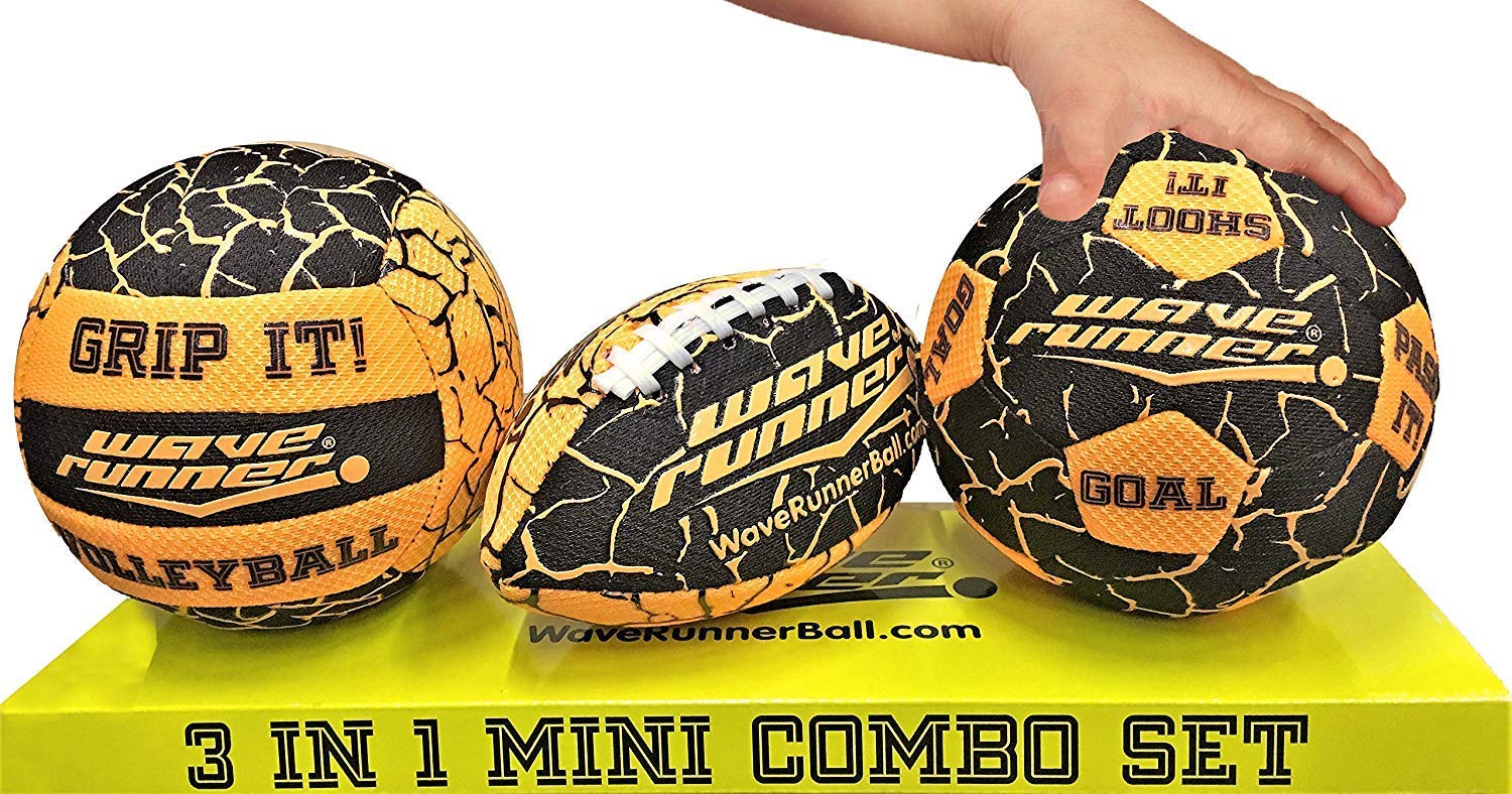 Wave Runner 3 in 1 mini combo set - Waterproof football， volleyball， soccer ball