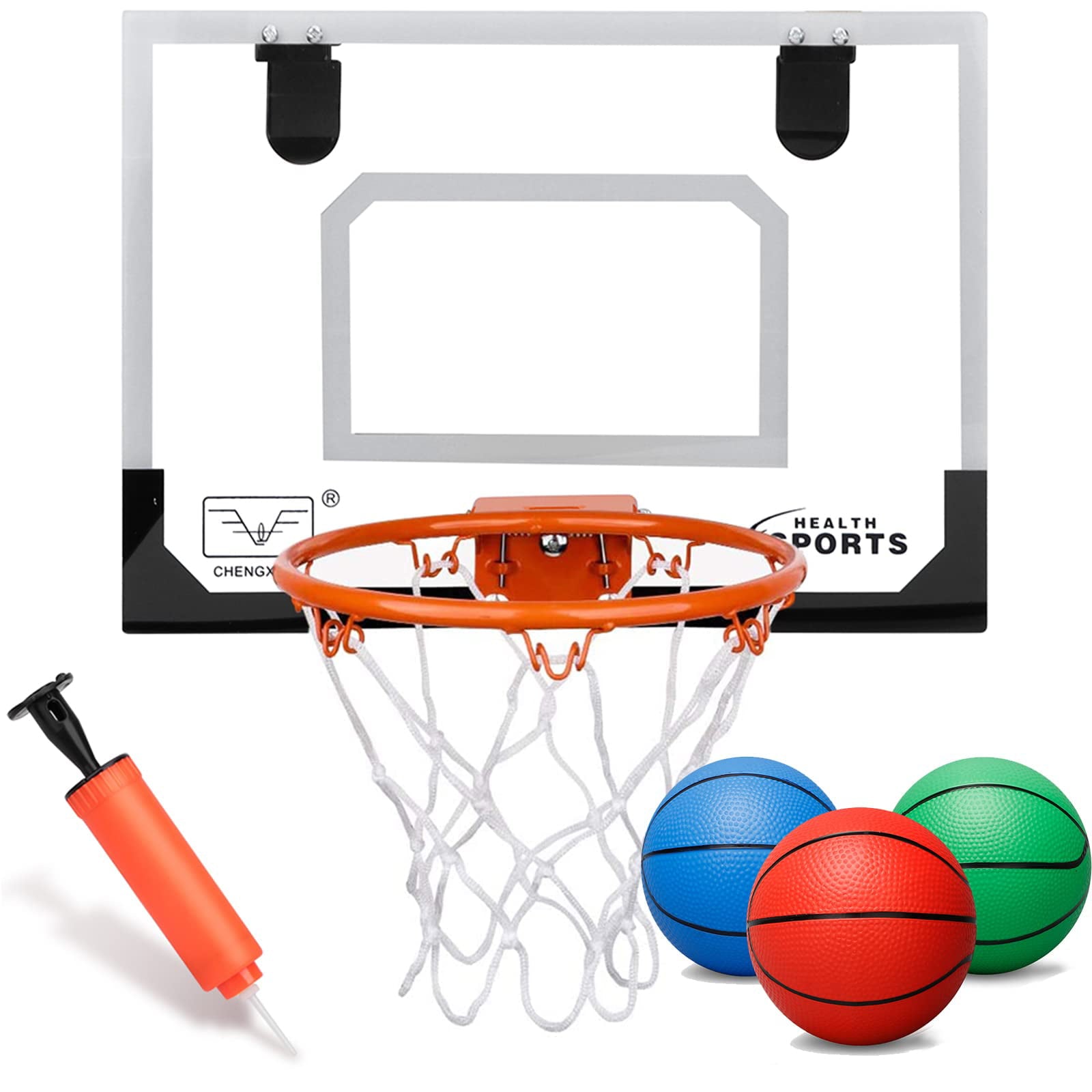 Anzmtosn Mini Basketball Hoop for Kids Adults， over the Door Basketball Hoop with 3 Replacement Balls， Indoor Pro Basketball Hoop