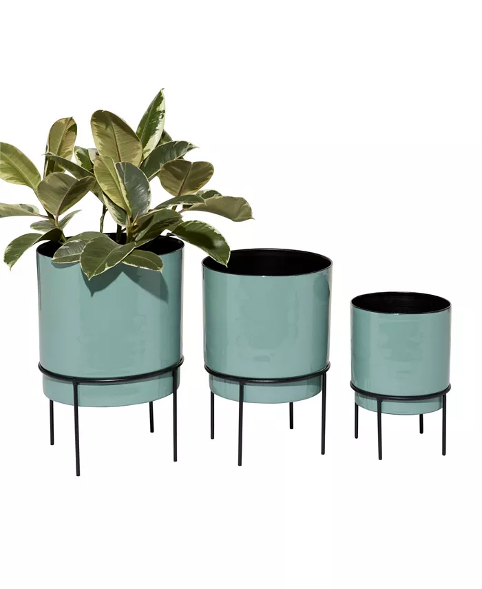 Novogratz Collection Set of 3 Teal Metal Contemporary Planter