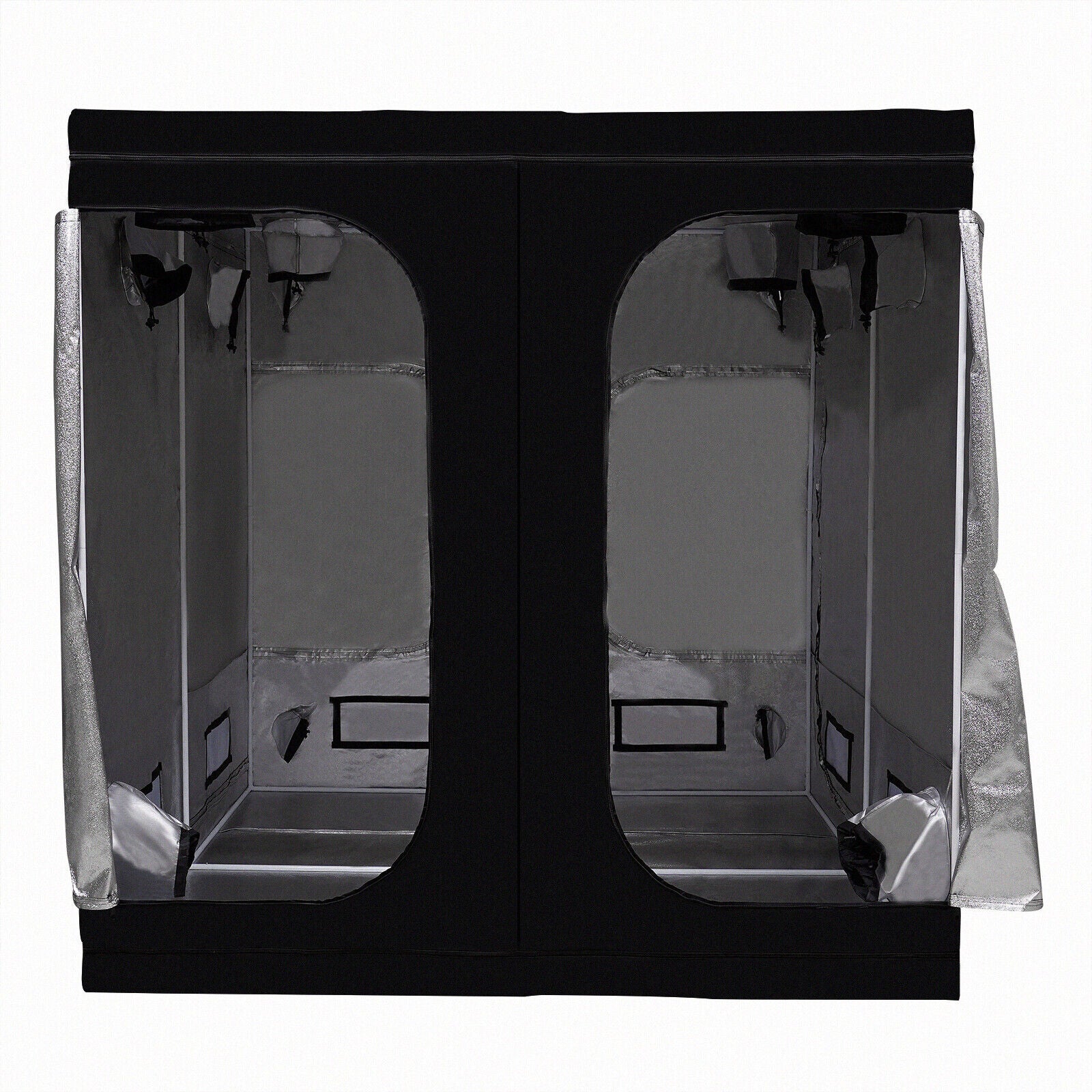 Black Oxford Cloth， Iron， Reflective Aluminum Film New Hydroponic Grow Tent Window Floor Tray for Indoor Plant Growing 80*80*80 inch
