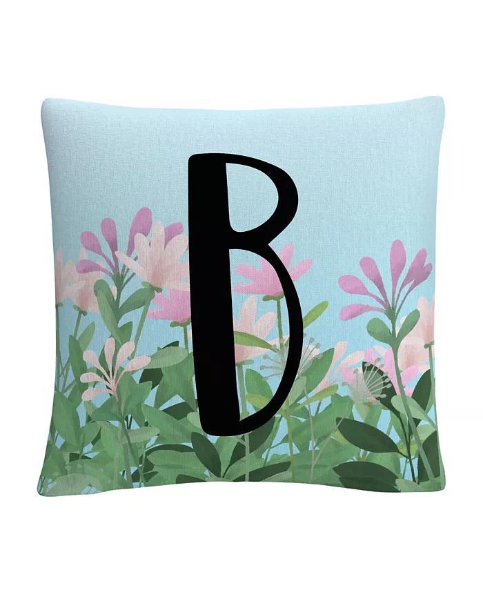 Baldwin ABC Pink Floral Garden Letter Illustration Decorative Pillow， 16