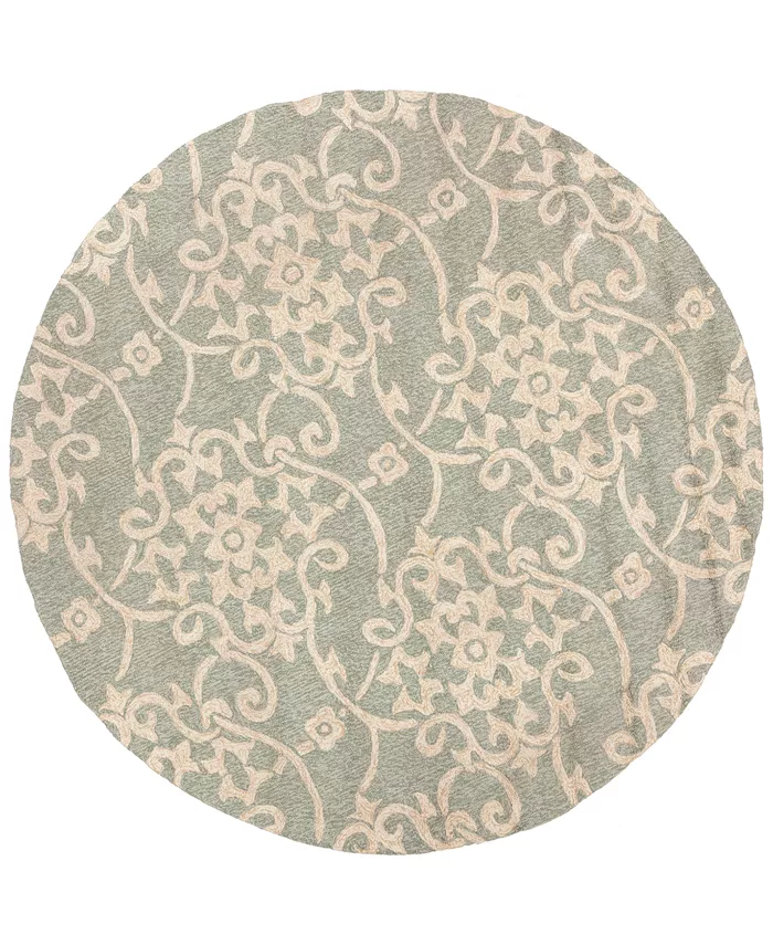 Surya Rain RAI-1103 Sea Foam 8' Round Area Rug， Indoor Outdoor