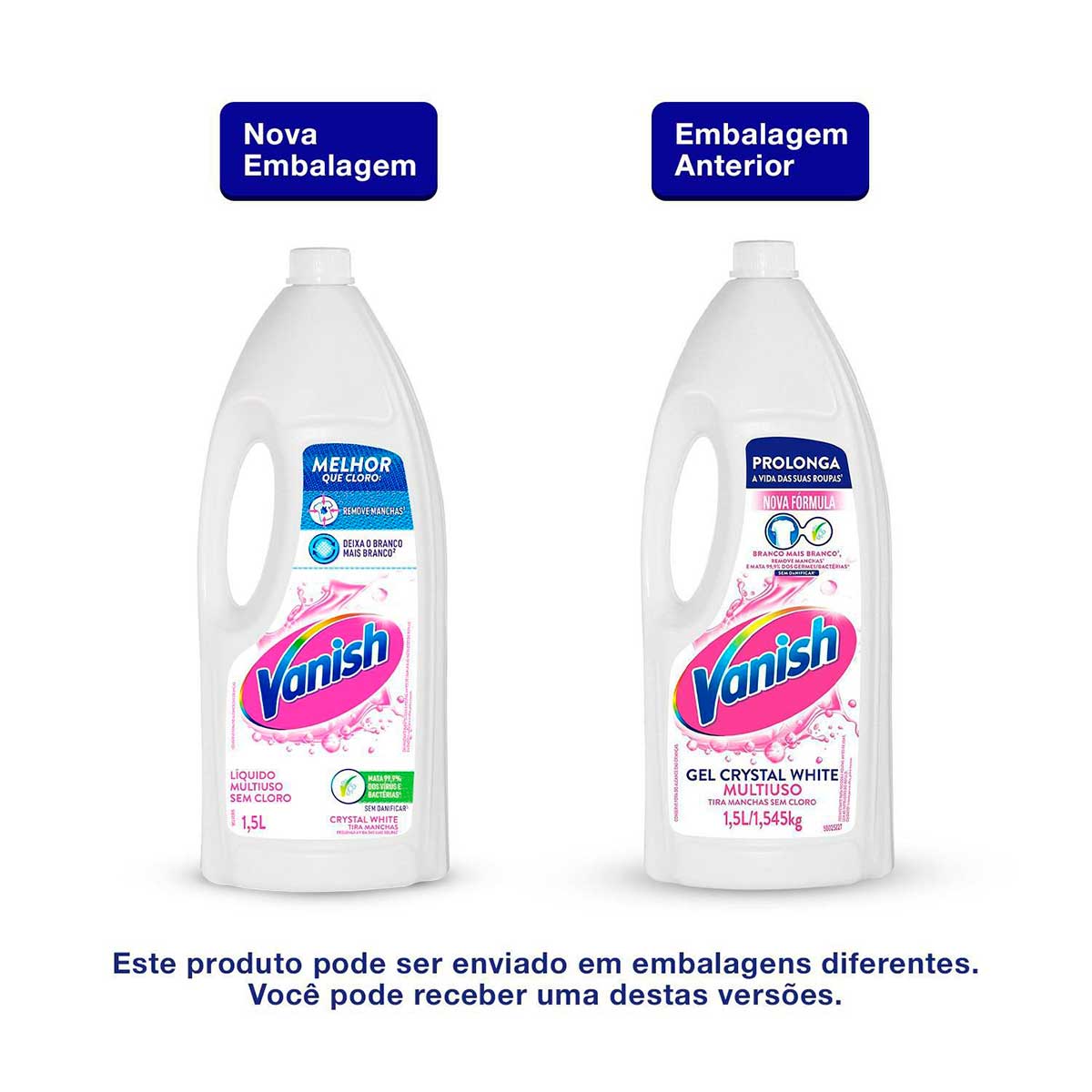 Tira Manchas Vanish Liquido Crystal White para roupas brancas 1,5L
