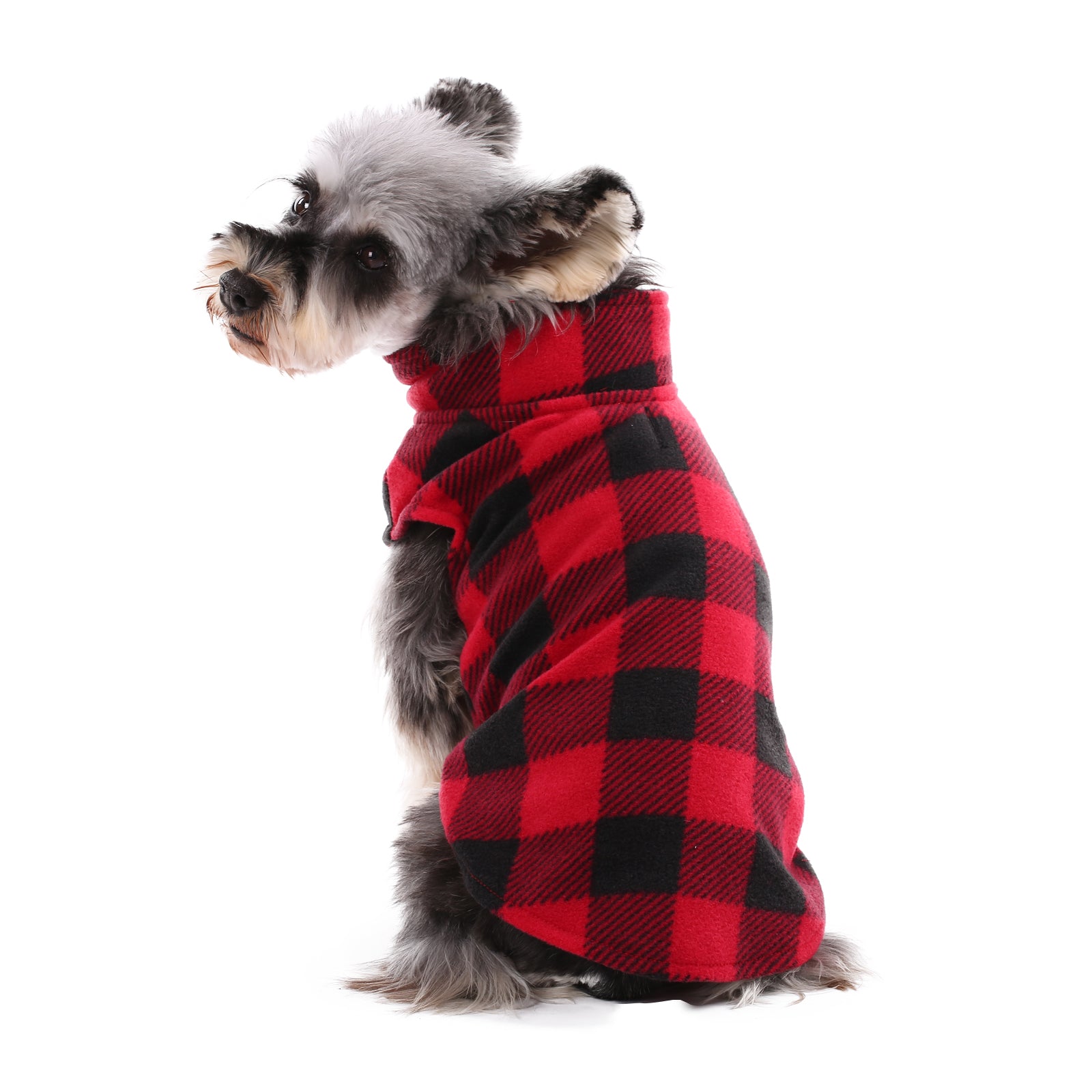 Kuoser Stretch Dog Fleece Vest， Soft Classic Plaid Basic Dog Sweater for Small Dogs and Cats， Warm Dogs Shirt Pullover Dog Coat Jacket Winter Dog Clothes for Teddy Chihuahua Yorkshire with Leash Hole