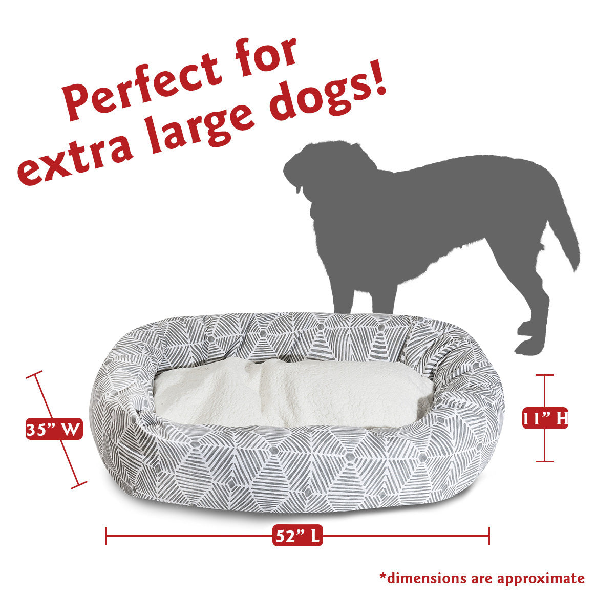 Majestic Pet | Charlie Sherpa Bagel Pet Bed For Dogs， Gray， Extra Large
