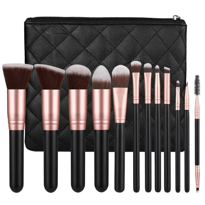 12 pcs Foundation Face Powder Concealers Blush Eyeshadow Makeup Brush Set