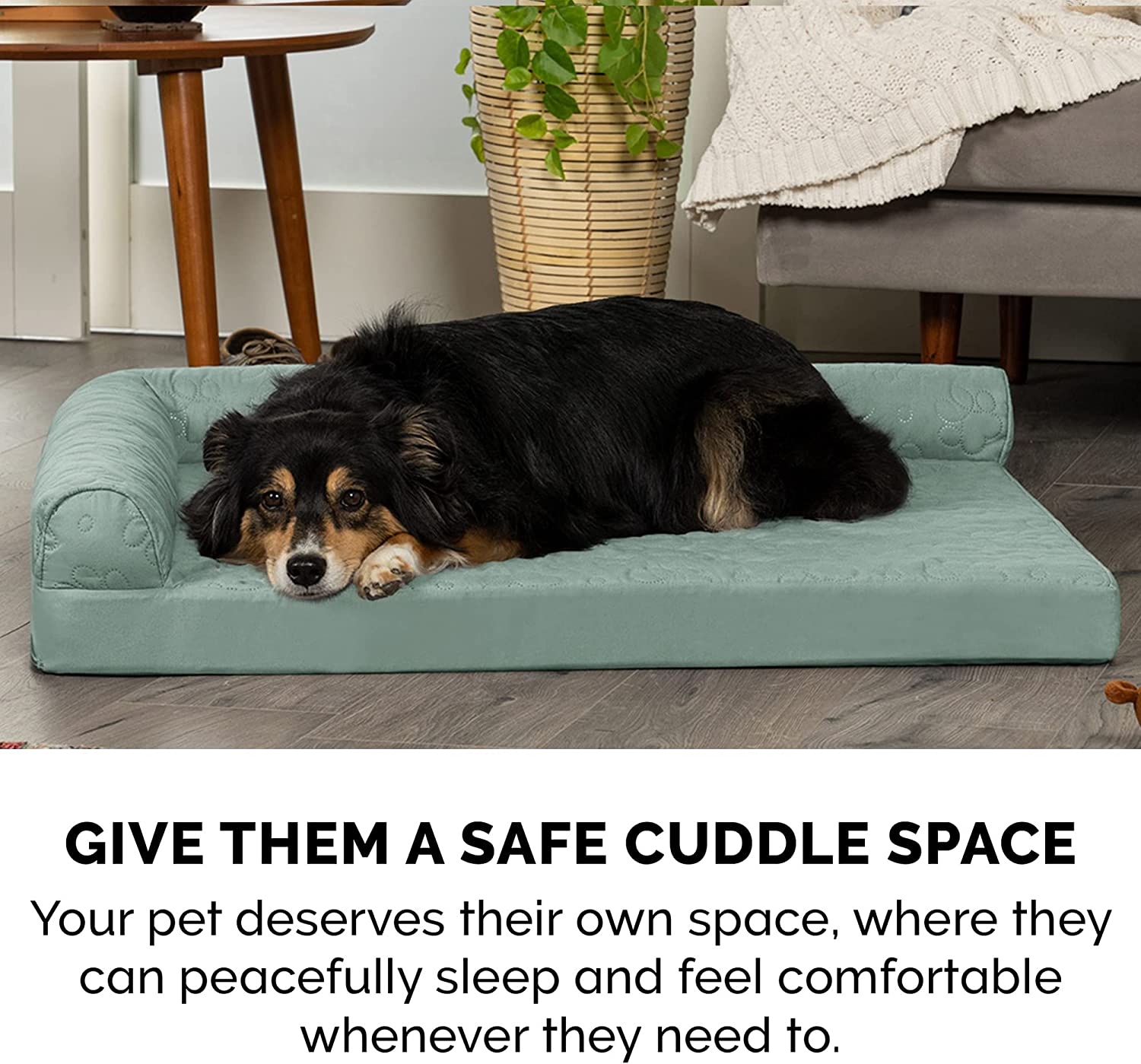 Furhaven XL Cooling Gel Foam Dog Bed Pinsonic Quilted Paw L Shaped Chaise w/ Removable Washable Cover - Iceberg Green， Jumbo (X-Large) Cooling Gel Foam Jumbo L Chaise - Quilted Paw (Iceberg Green)