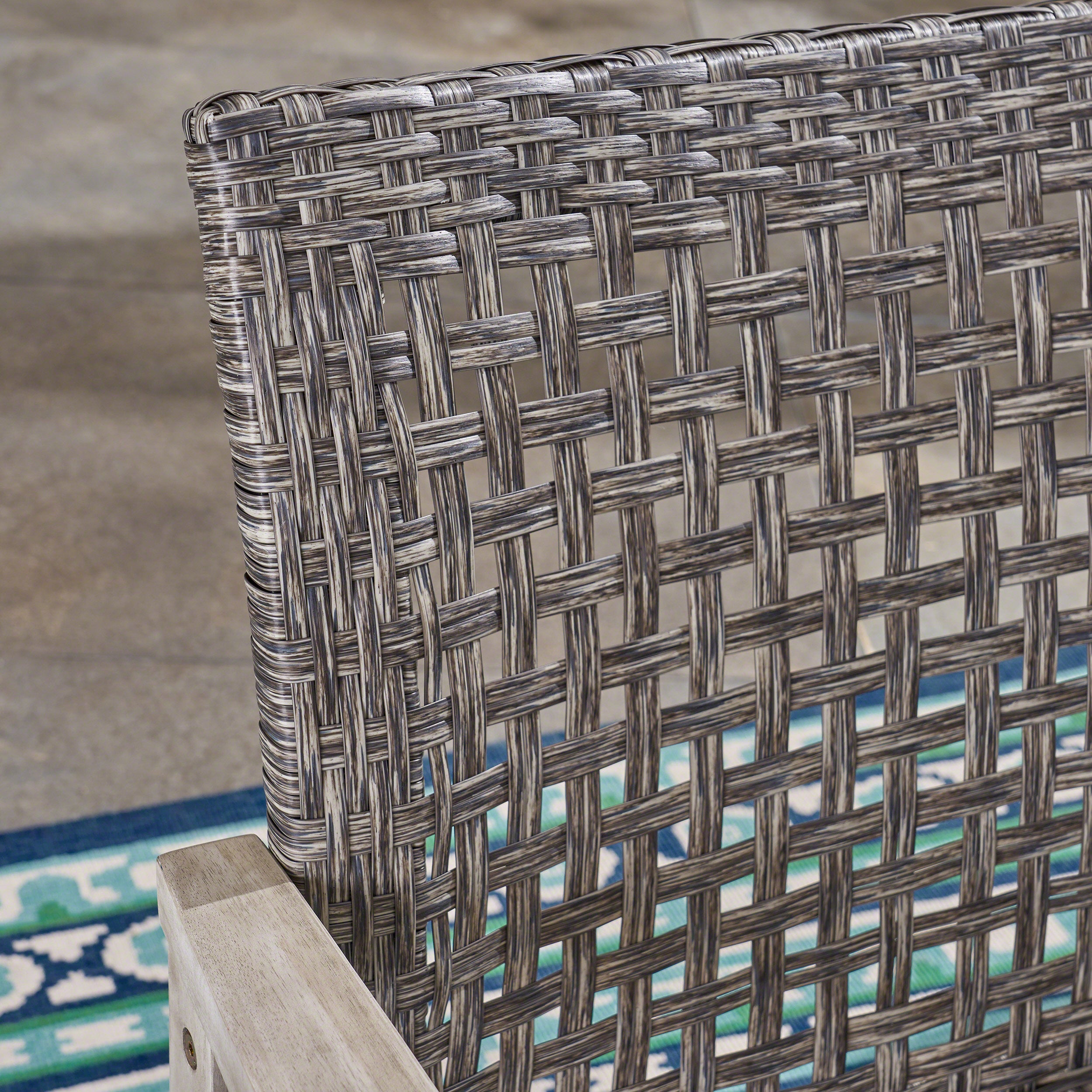 Viola Outdoor Wood and Wicker Club Chairs