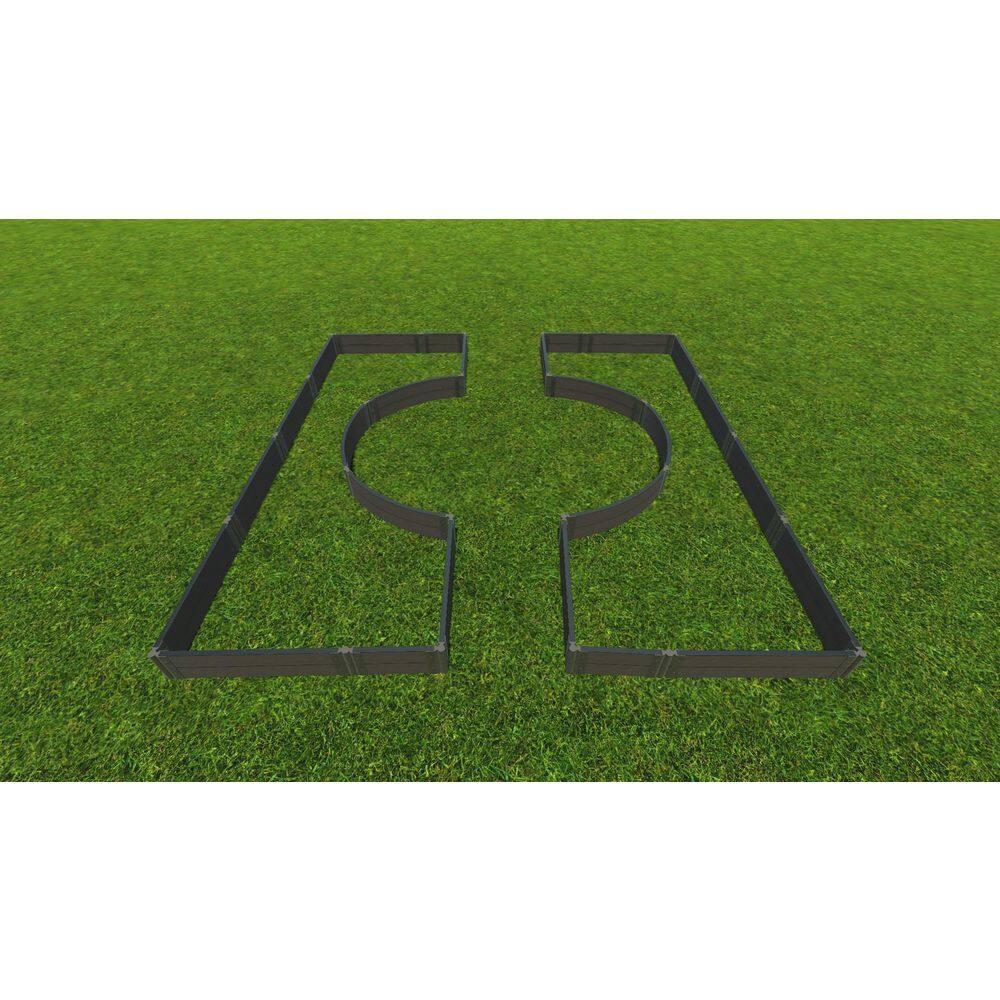 Frame It All 14 ft. x 16 ft. x 11 in. Weathered Wood Composite Walk-Through Orbital Raised Garden Bed - 2 in. Profile 800002105