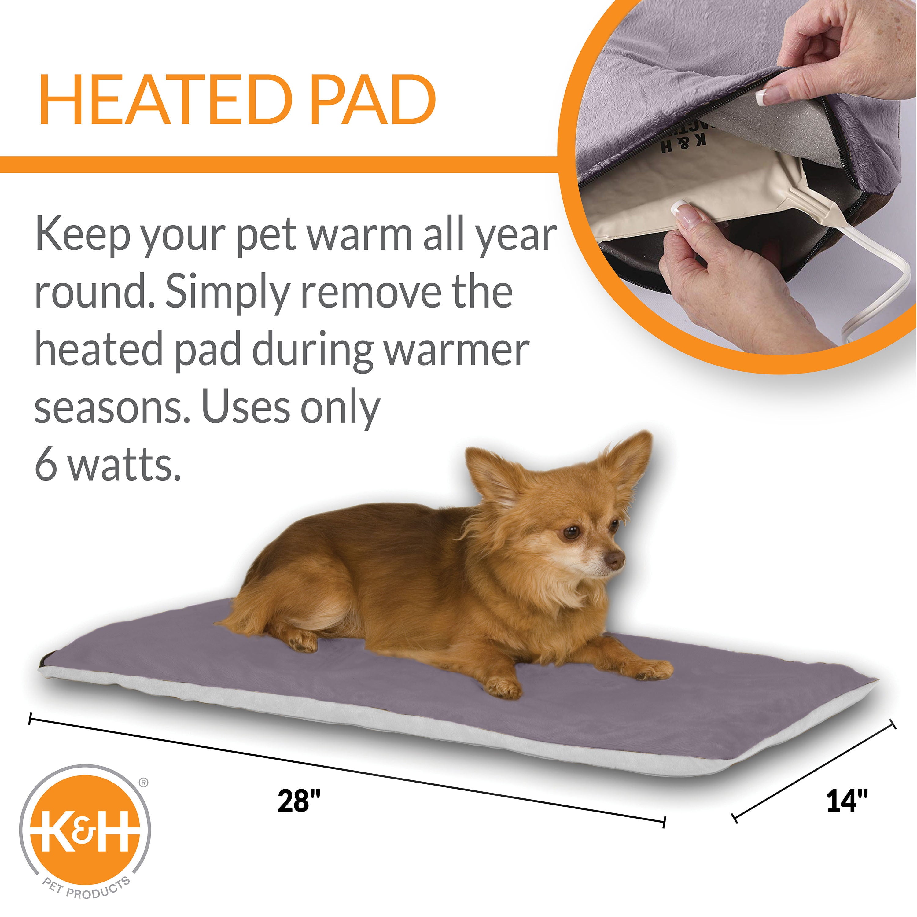 KandH Pet Products Thermo-Pet Mat Gray 14 X 28 Inches
