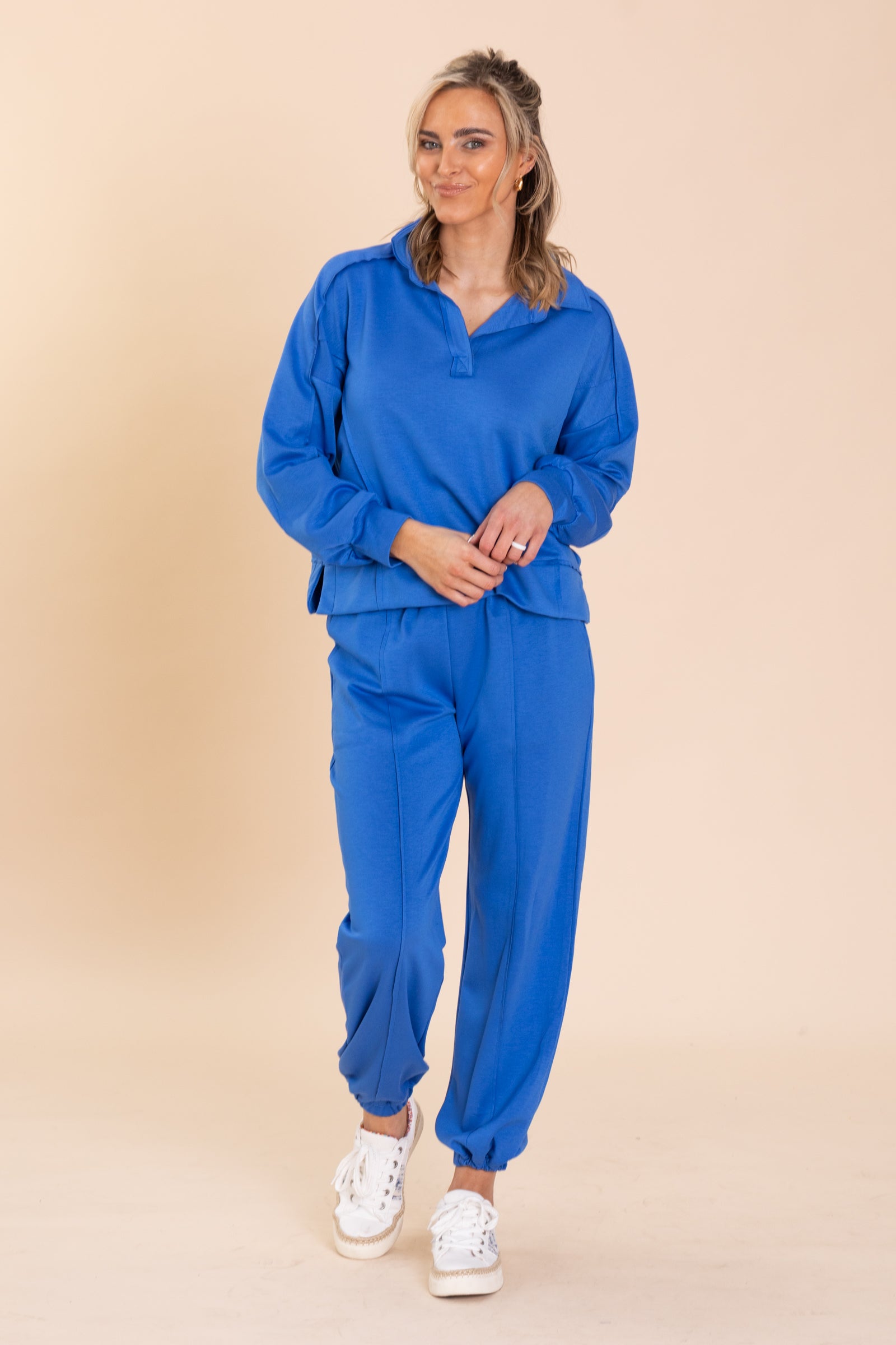 Collared V-Neck Scuba Sweatshirt