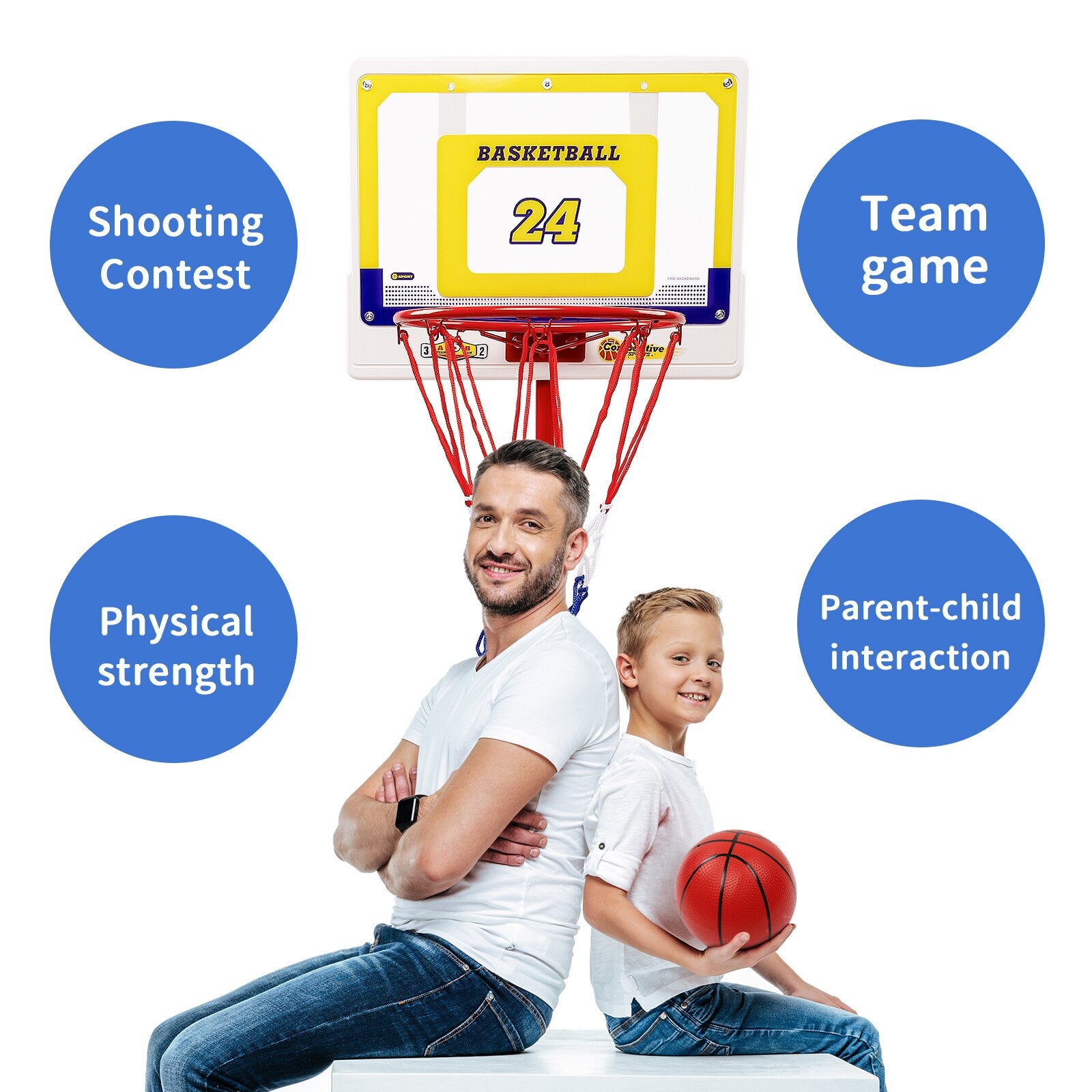 Basketball Hoop Indoor for Kids， Adjustable-Height Pole for Boys Girls Age 3-10， Mini Portable Basketball Goals for Indoor Outdoor， 3 Balls