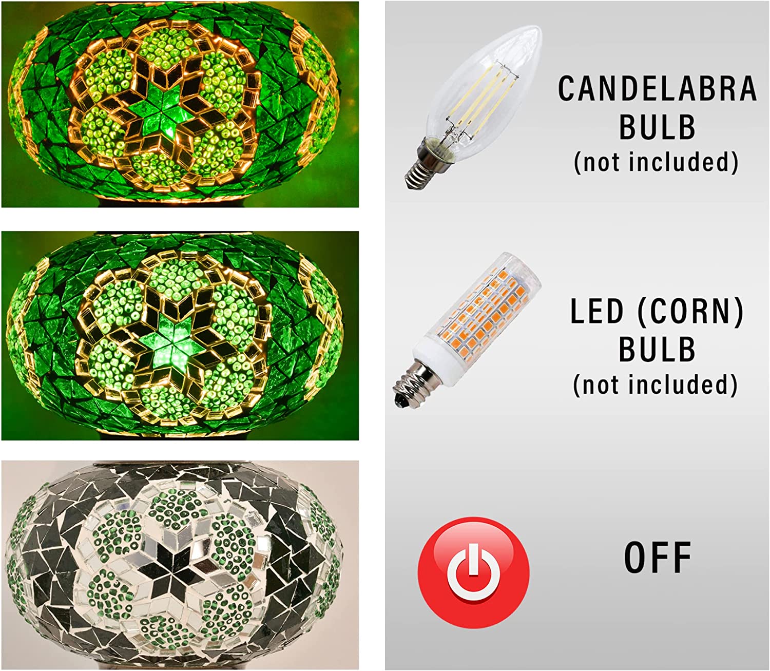 GEDUBIUBOO Moroccan Mosaic  Style Desk Lamp  Turkish Stained Glass Handmade Bedside Gooseneck Table Lamp  Bohemian Living Room Vintage Light with E12 Socket &amp;  Plug (Dark Green