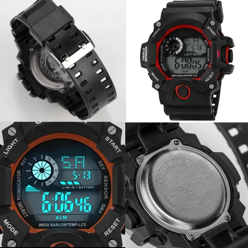 LIUYANGTIAN Fashion Men's Watch Sports Electronic Wristwatch Large dial Multifunctional Waterproof Luminous Alarm Kids Male's Military Watch