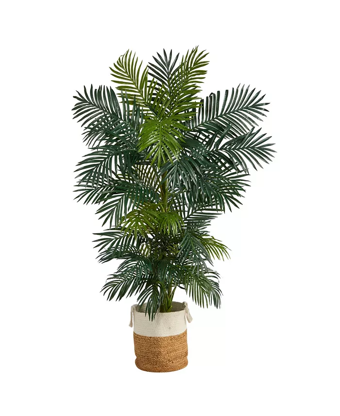 Nearly Natural 6.5' Golden Cane Artificial Palm Tree in Planter