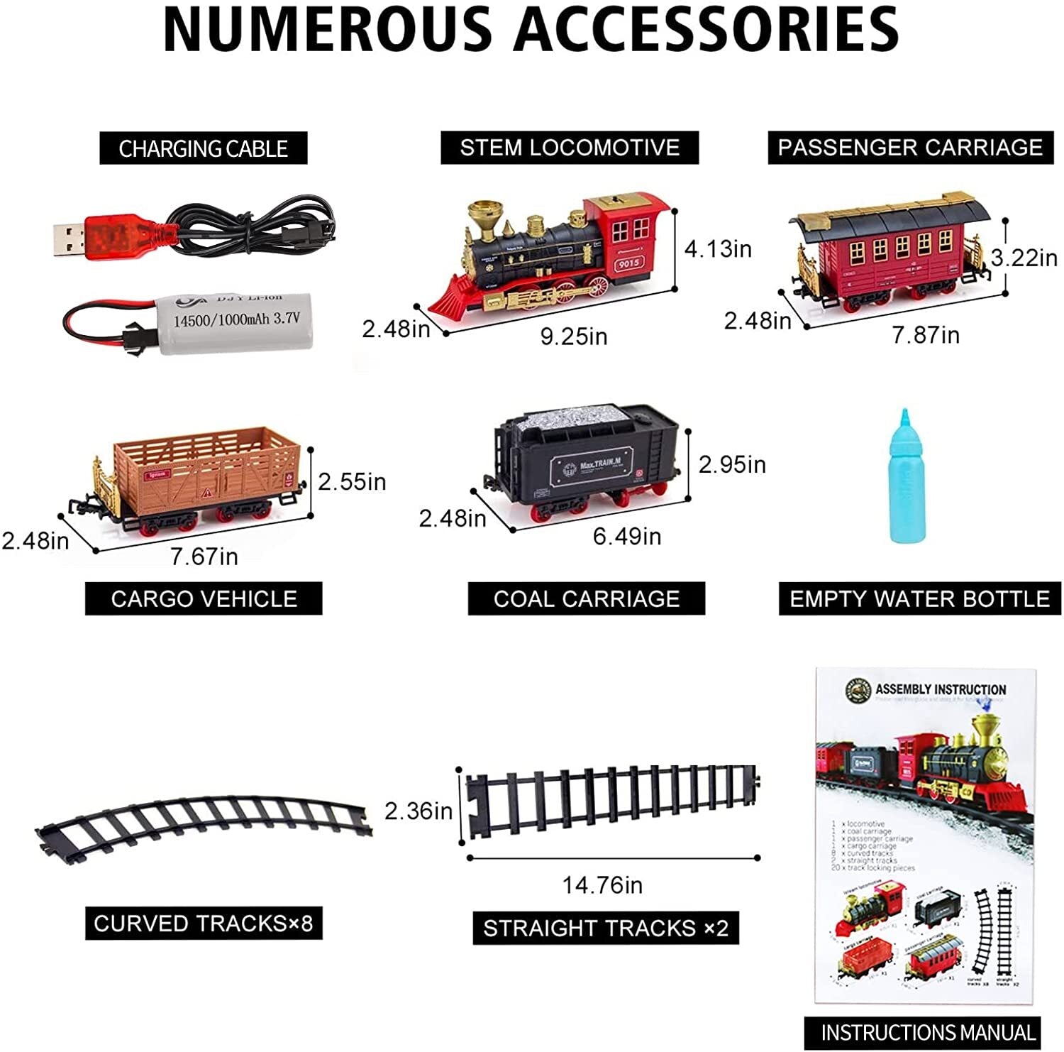 Hot Bee Train Set - Electric Train Toy for Boys Girls with Smokes， Lights and Sound Christmas Gifts for 3 4 5 6 7 8+ year old Kids