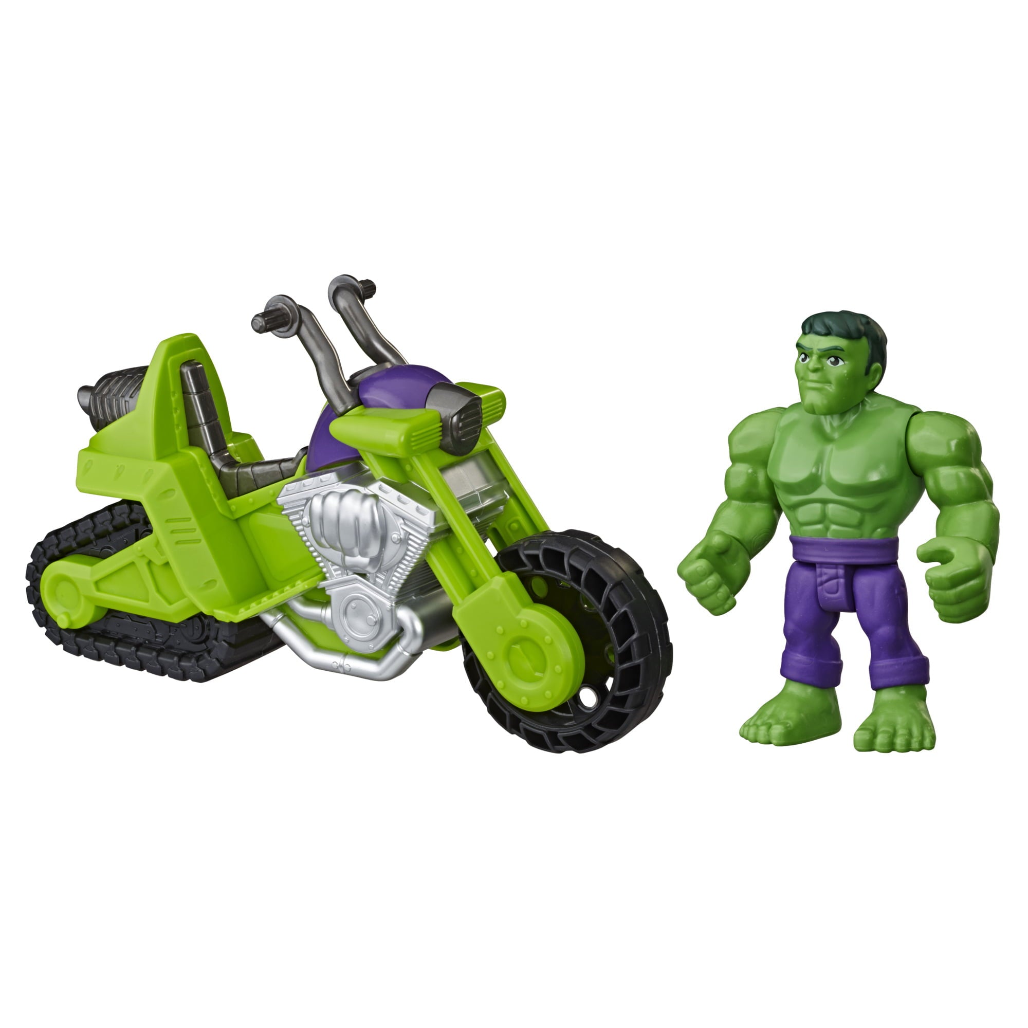 Playskool Heroes Marvel Super Hero Adventures Hulk Smash Tank， 5-Inch Figure and Motorcycle Set