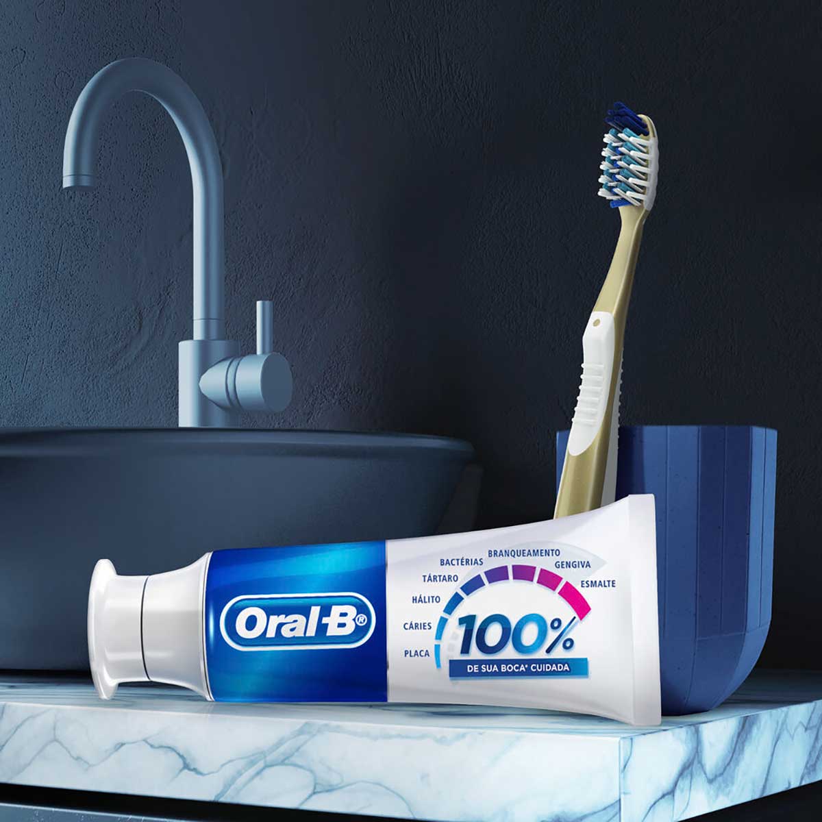 Creme Dental Oral-B 100% de Sua Boca Cuidada 175g