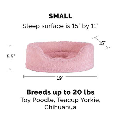 FurHaven | Oval Ultra Plush Pet Bed for Dogs and Cats， Strawberry， Small