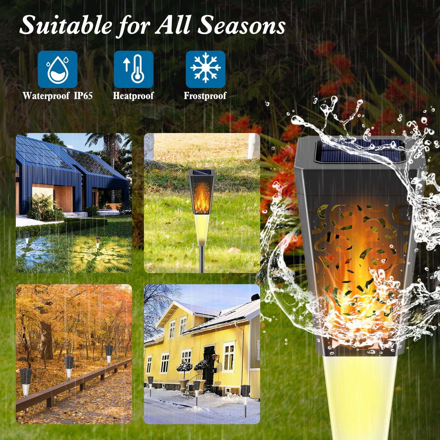 Solar Pathway Lights， Pack of 4 HEMOPLT Solar Outdoor Lights， Color Changing + Warm White Solar LED Lights， Solar Powered IP 67 Waterproof Garden Lights， for Walkway， Yard， Lawn， Landscape， Driveway