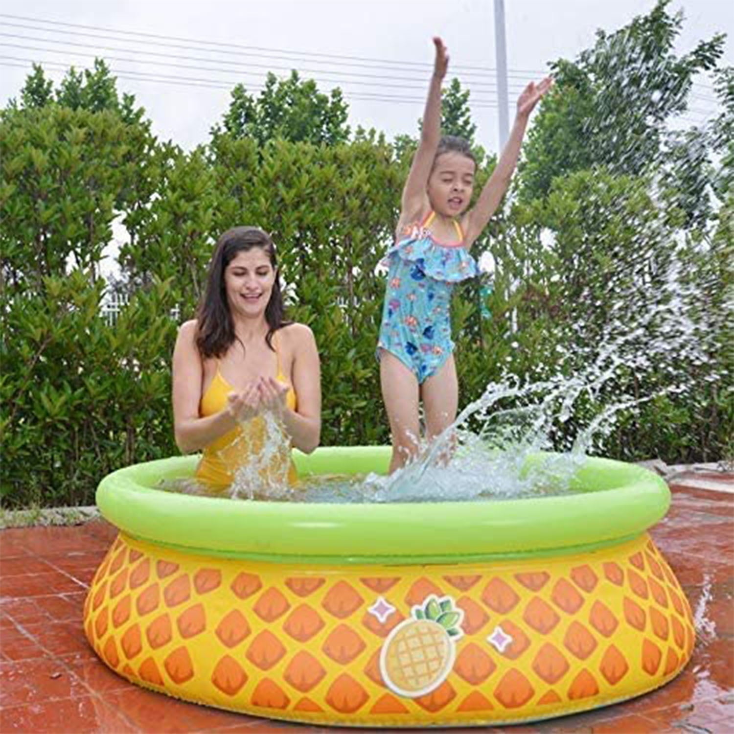JLeisure Inflatable Round Pineapple Splash Kiddie Swimming Pool (2 Pack)