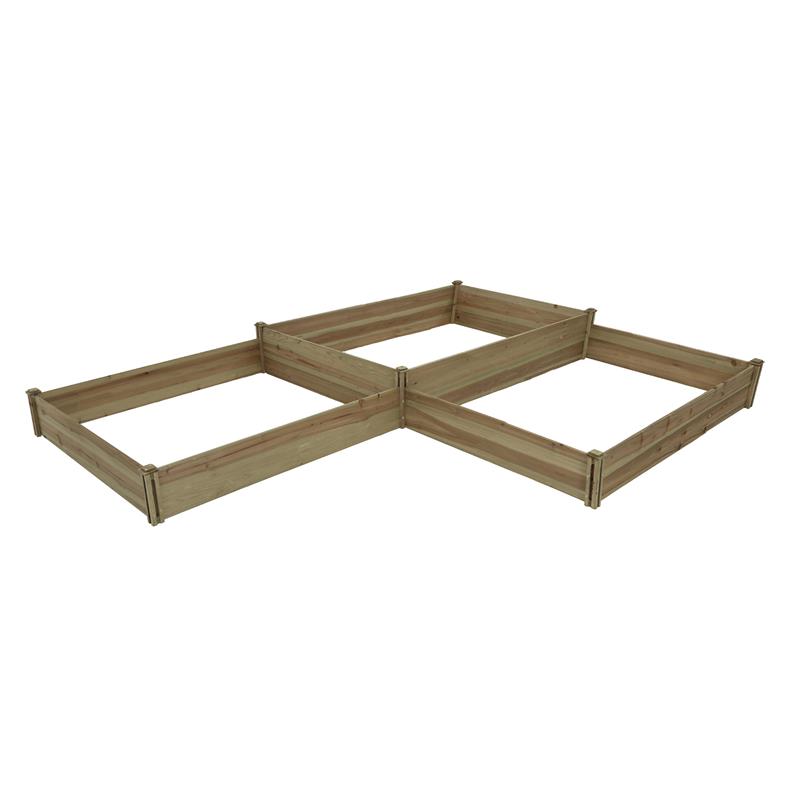 Winsome House WHPL1261 Three Section L-Shaped Raised Garden Bed Planter, Natural Wood