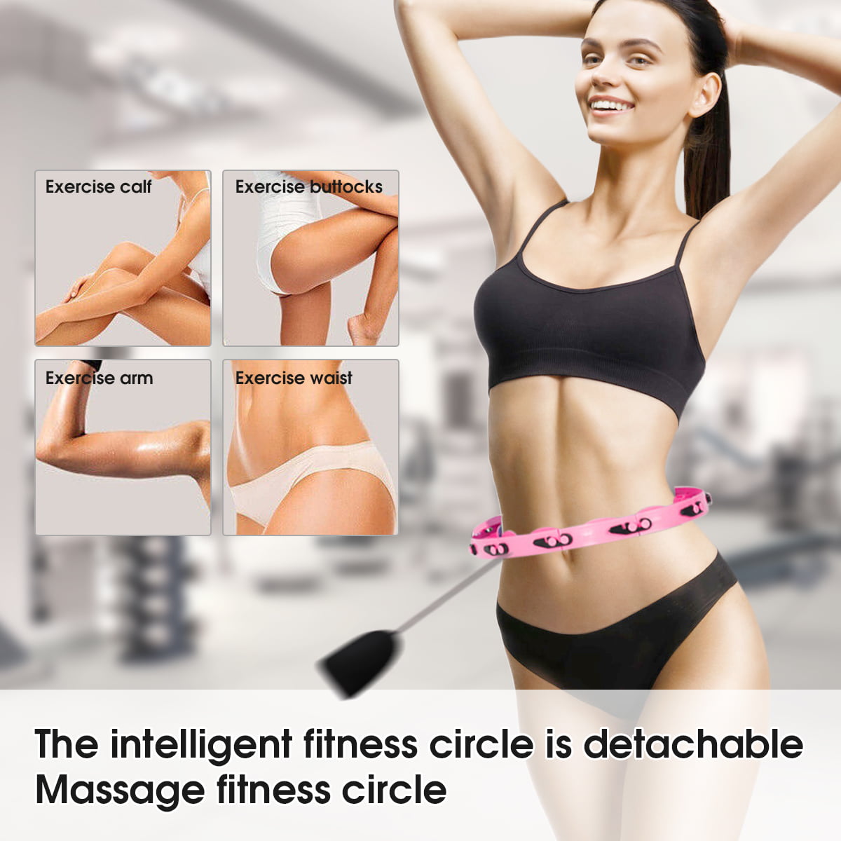 HQZY Smart Weighted Fit Hoop for Adults Weight Loss，Detachable Knots 2 in 1 Adomen Fitness Massage for Adults and Beginners，Pink