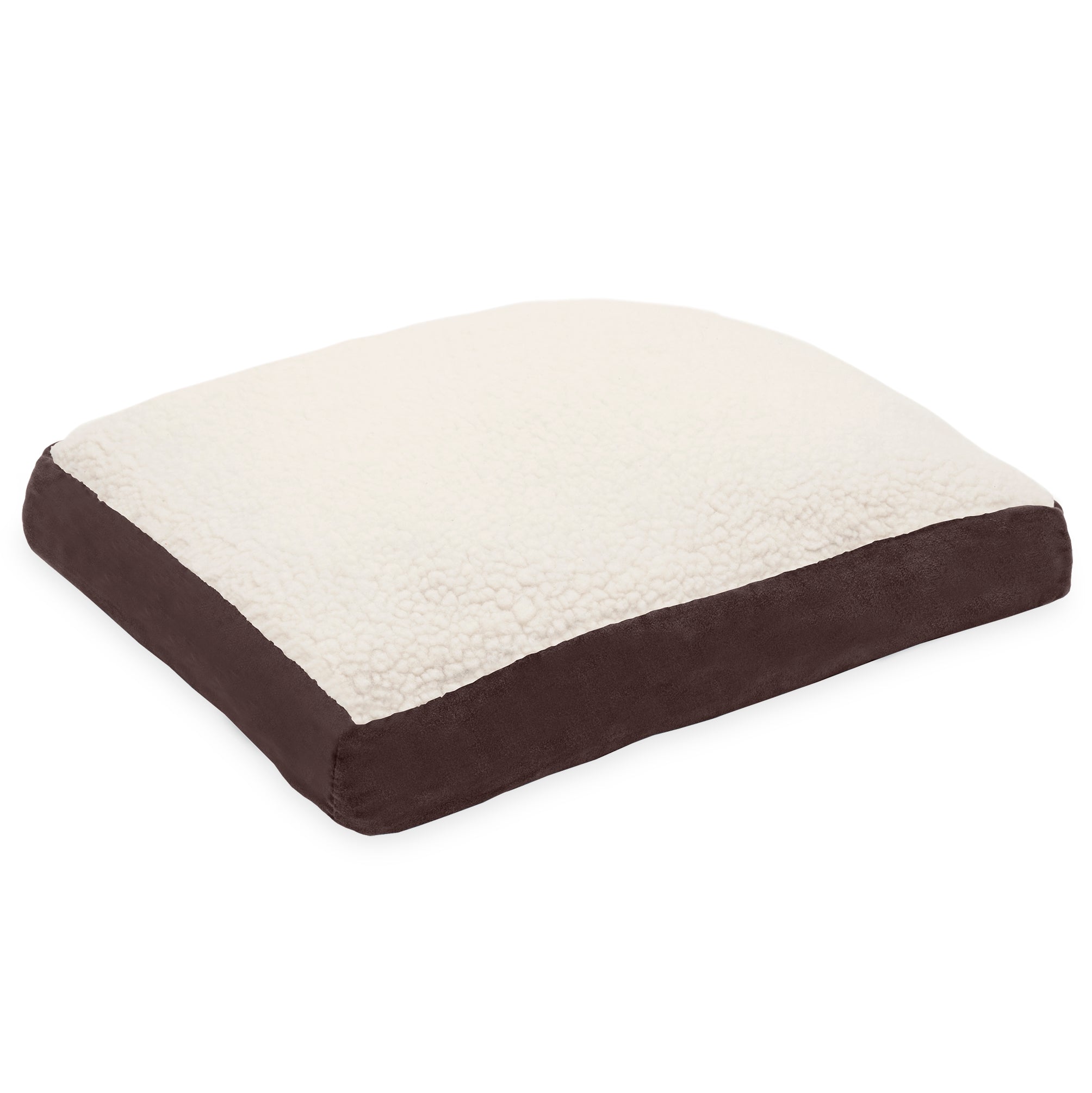 FurHaven | Deluxe Sherpa and Suede Pillow Pet Bed for Dogs and Cats， Espresso， Small