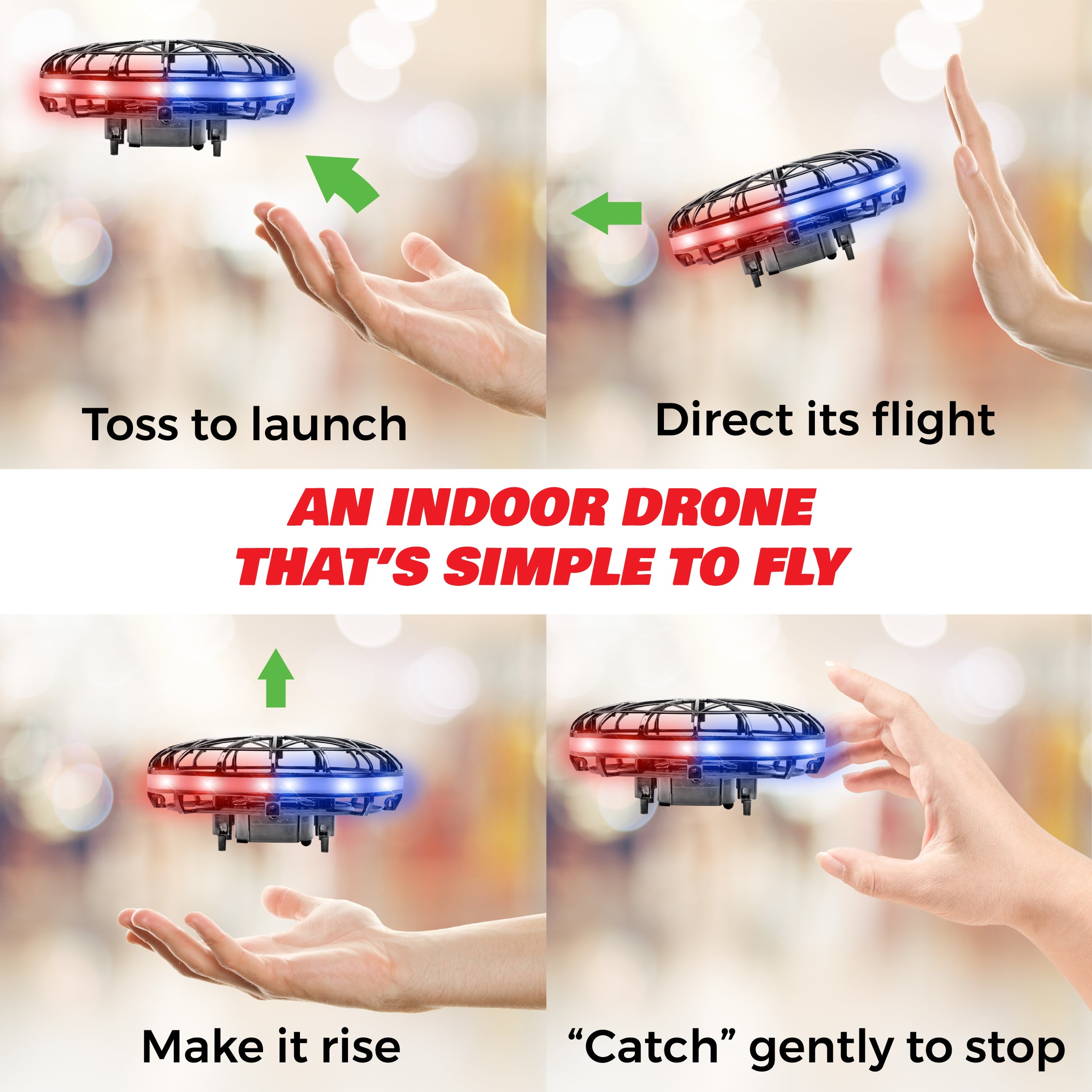 Force1 Scoot Mini UFO Drone | Aerial Mini Drone Hand Controlled Indoor Flying Hover Ball with LED Lights (Unisex)