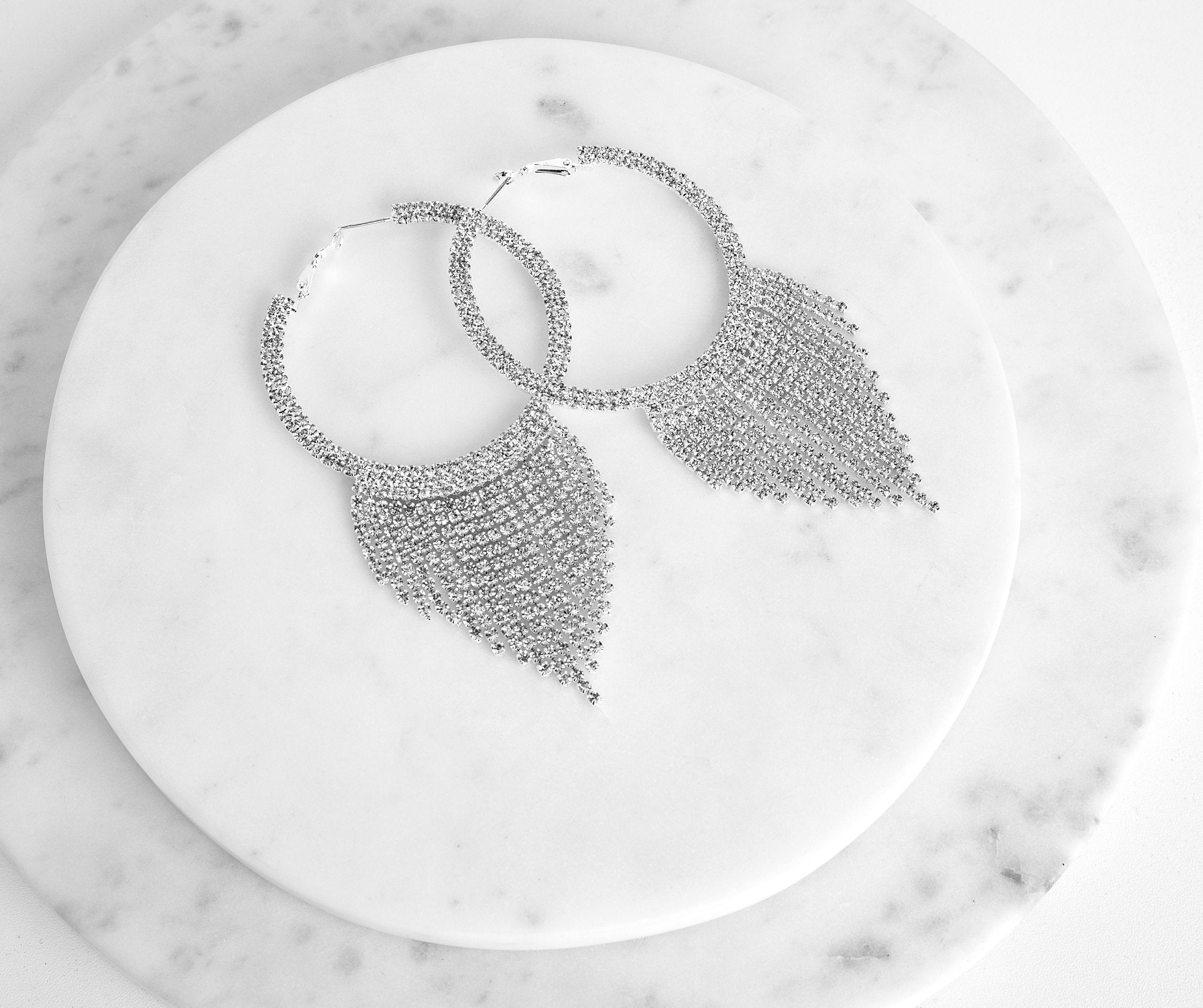 Disco Days Fringe Rhinestone Earrings