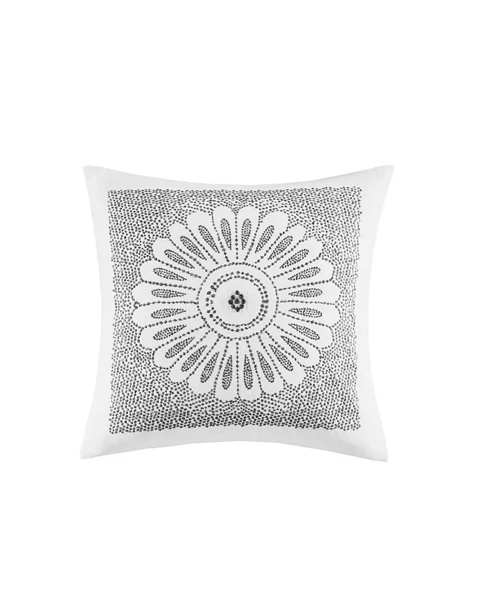 Gracie Mills Sofia Embroidered Decorative Pillow - Grey， 20x20