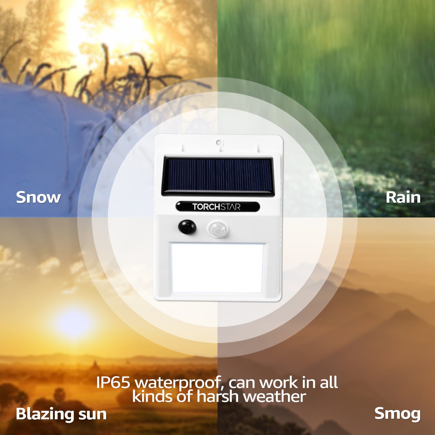 TorchStar 20 LED Outdoor LED Solar Motion Sensor Lights， Wireless Outdoor Solar Security Lights， White， 2 Pack