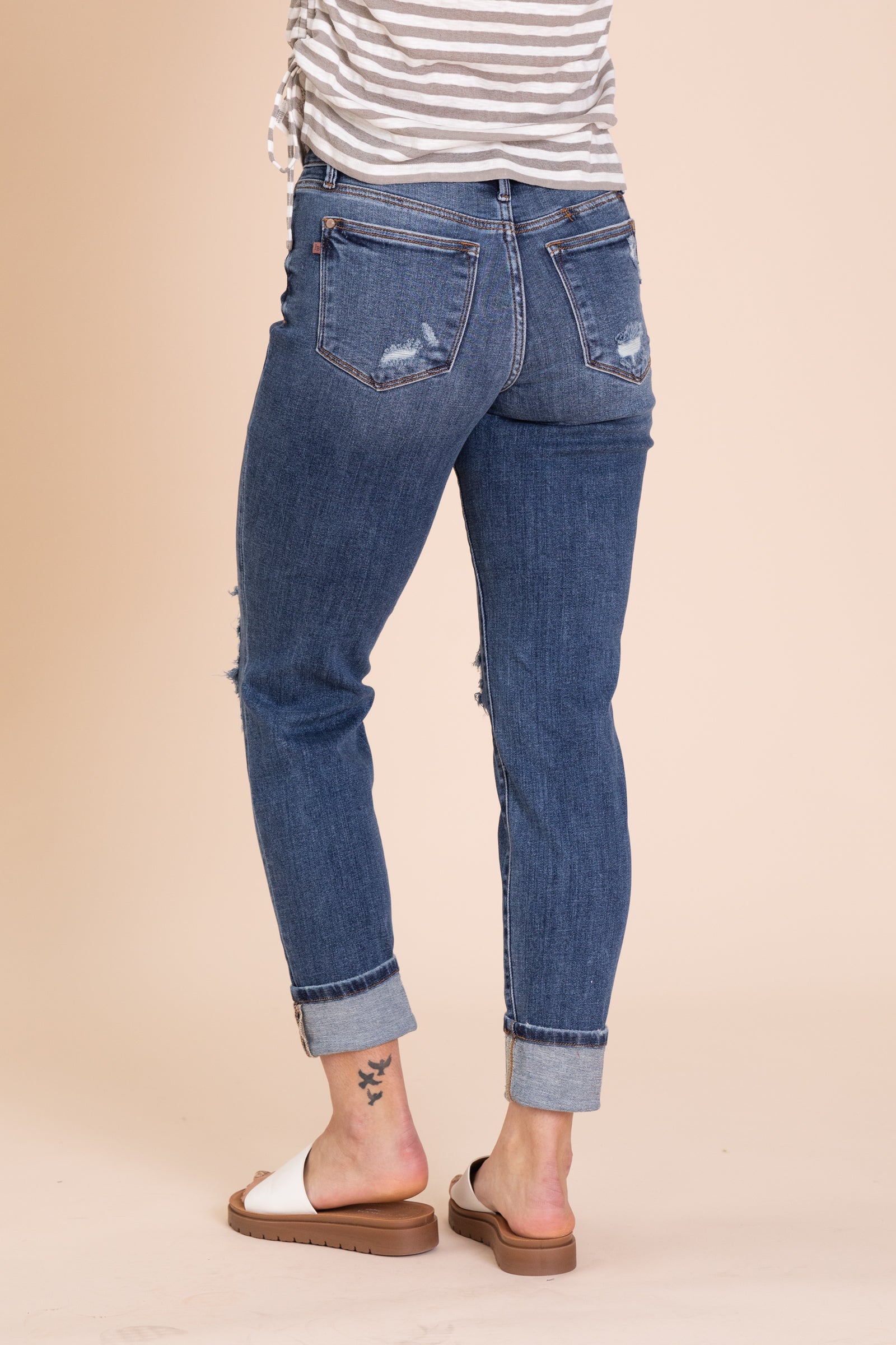 Judy Blue Boyfriend Fit Faux Cuff Jeans