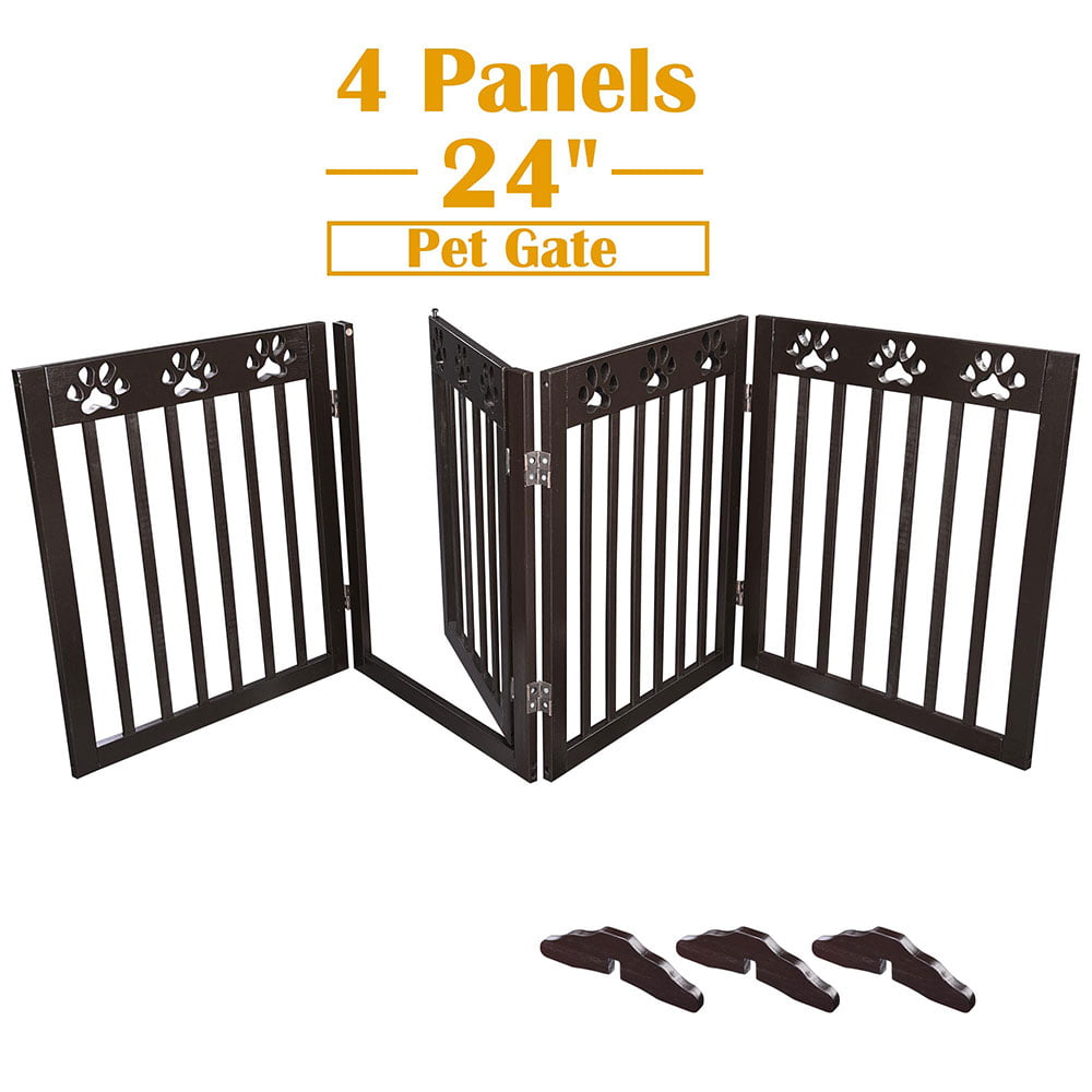 Yescom 3 Panel/4 Panel Foldable Pet Dog Gate Wooden Fence Playpen Baby Safety Gate Barrier Door for House Doorway Stairs