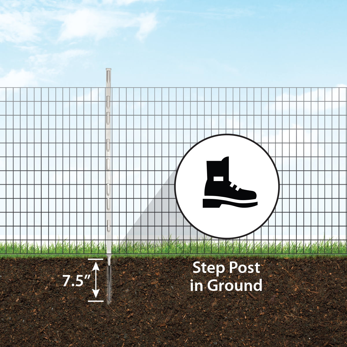 Expert Gardener Step-in Post, White, 48"