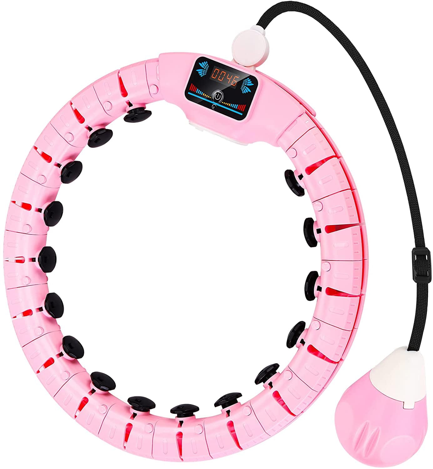 generic Weighted Hula Hoop， 360° Smart Hula Hoop for Exercise， Detachable Parts 3-Vibration Mode with Counter and Gravity Ball， Circle Adjustable Infinity Hula Hoops for Adults Weight Loss