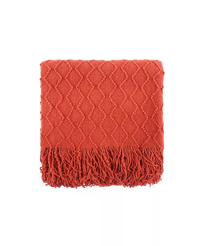 Battilo Textured Solid Soft Sofa Couch Decorative Knit Blanket