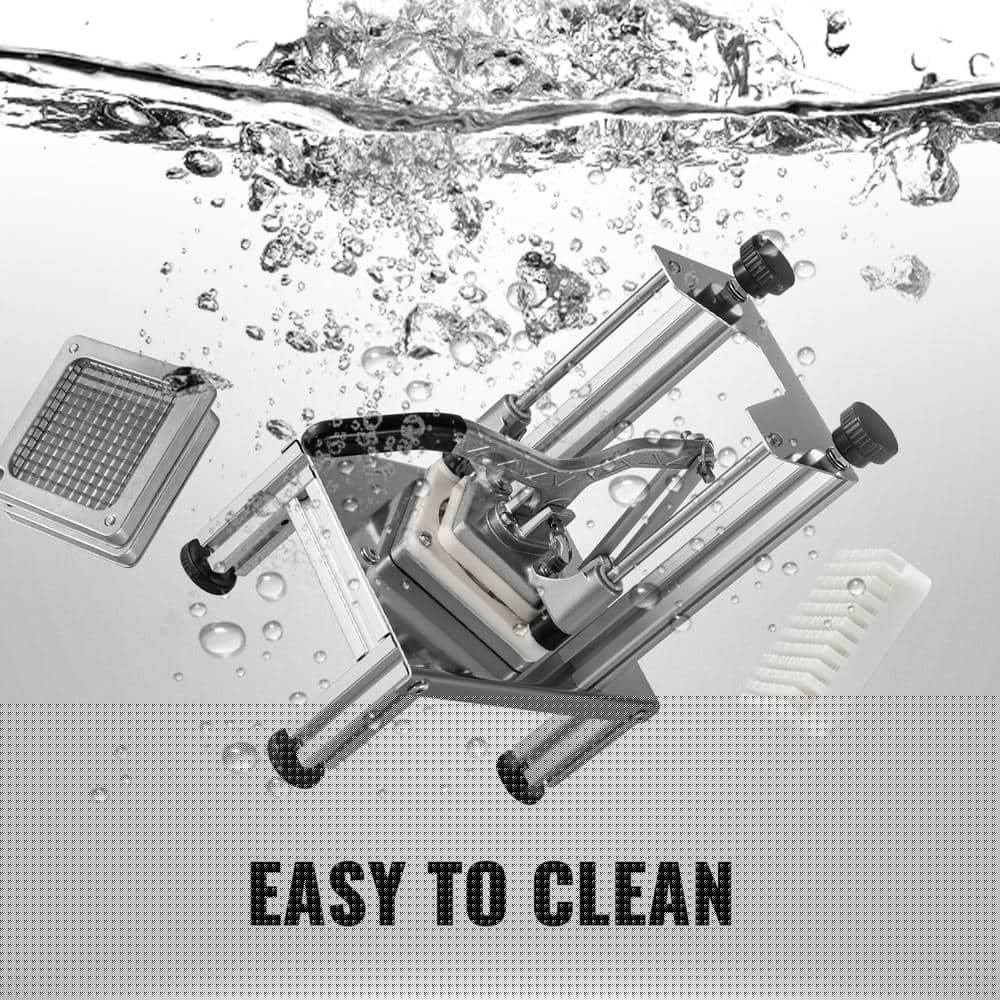 VEVOR Commercial French Fry Cutter with 4 Replacement Blades and Extended Handle Vegetable Dicer for Lemon French Fries Silver