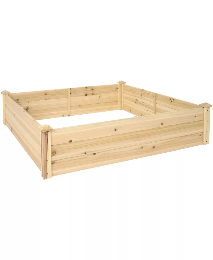 Sunnydaze Decor Wooden Fir Square Raised Garden Bed - 48 in - Natural